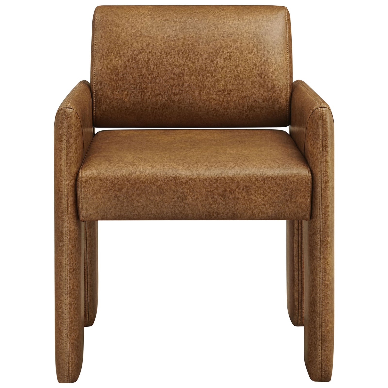 Canyon vegan leather dining armchair with bold block legs and low-profile backrest || EEI-7443-CAN || front_studio