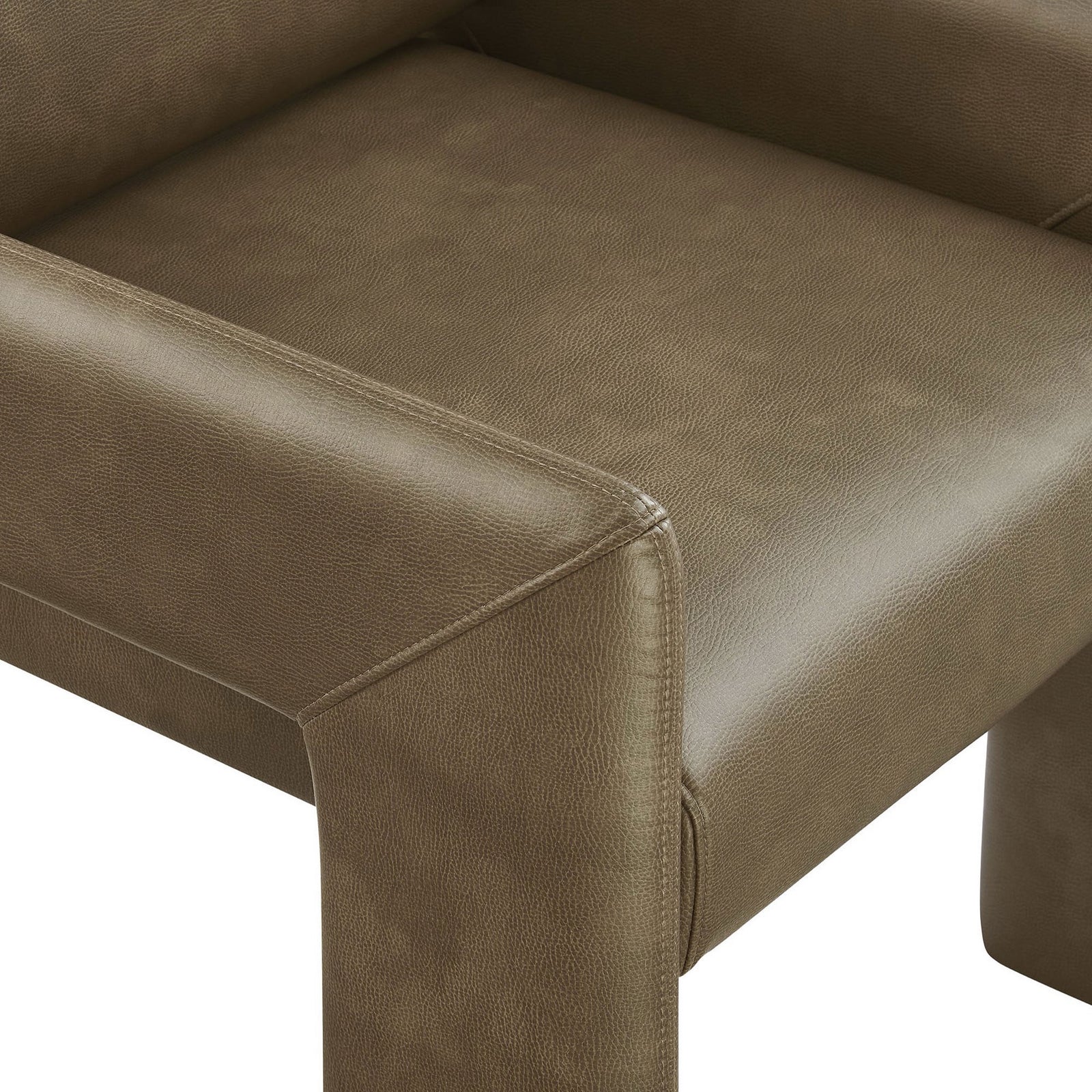 Mushroom vegan leather seat and armrest with soft texture and tailored tonal stitching || EEI-7443-MUS || detail_studio