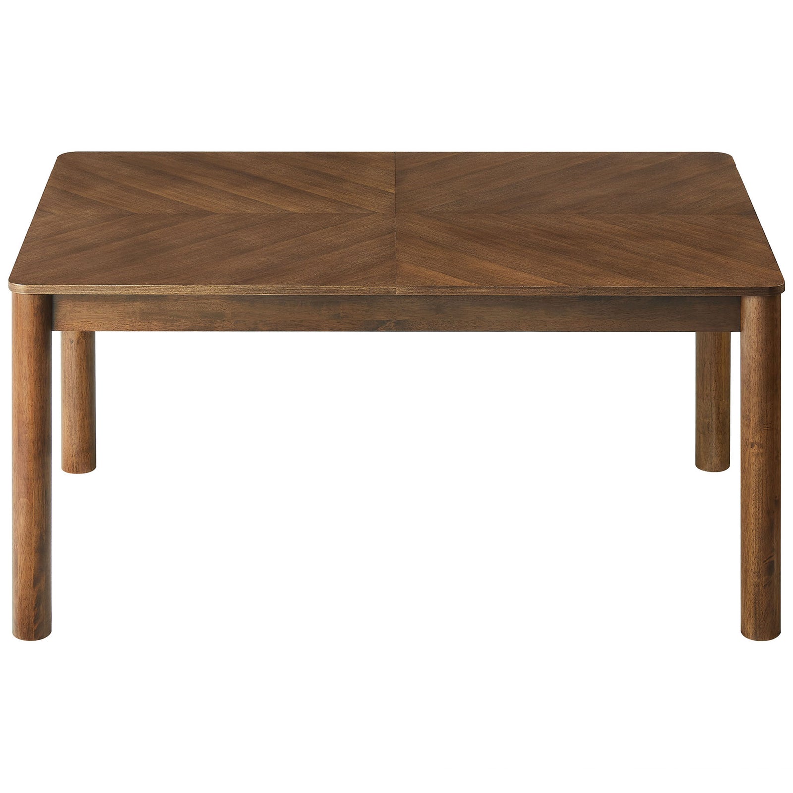 Alba walnut extendable dining table brings modern warmth with chevron top and gently rounded corners || EEI-7464-WAL || front_studio