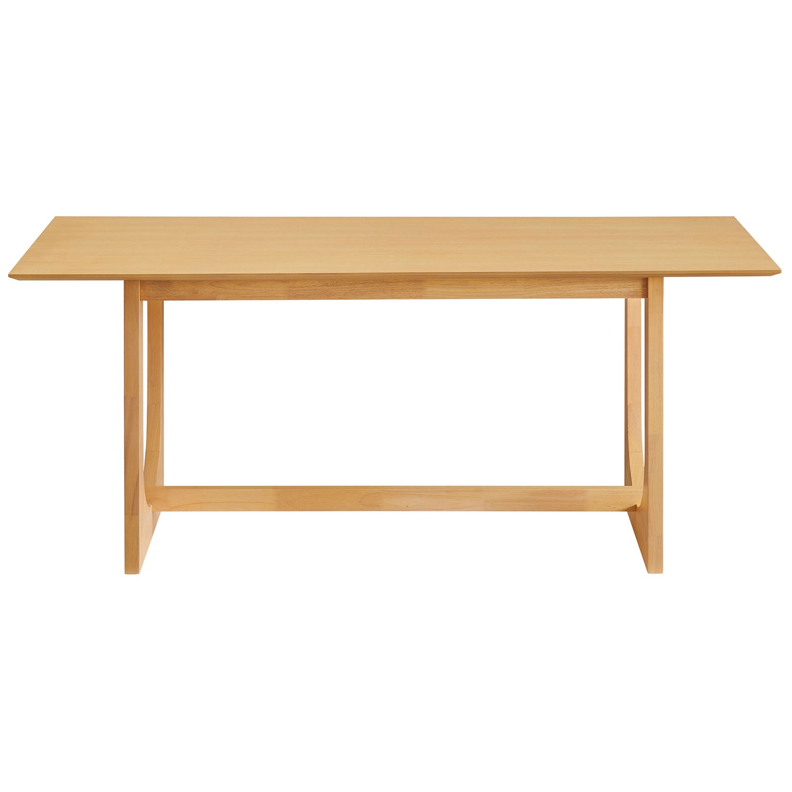 Modern oak rectangular dining table with clean lines and open trestle-style base || EEI-7466-OAK || front_studio
