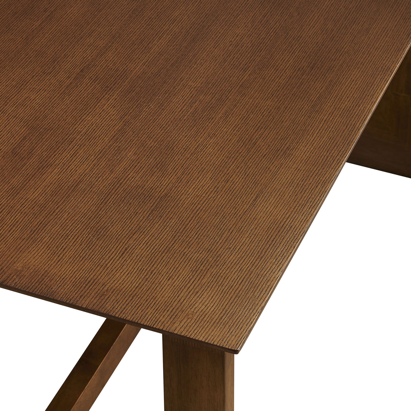 Walnut veneer tabletop with finely textured wood grain and crisp, modern square edge detailing || EEI-7466-WAL || detail_studio