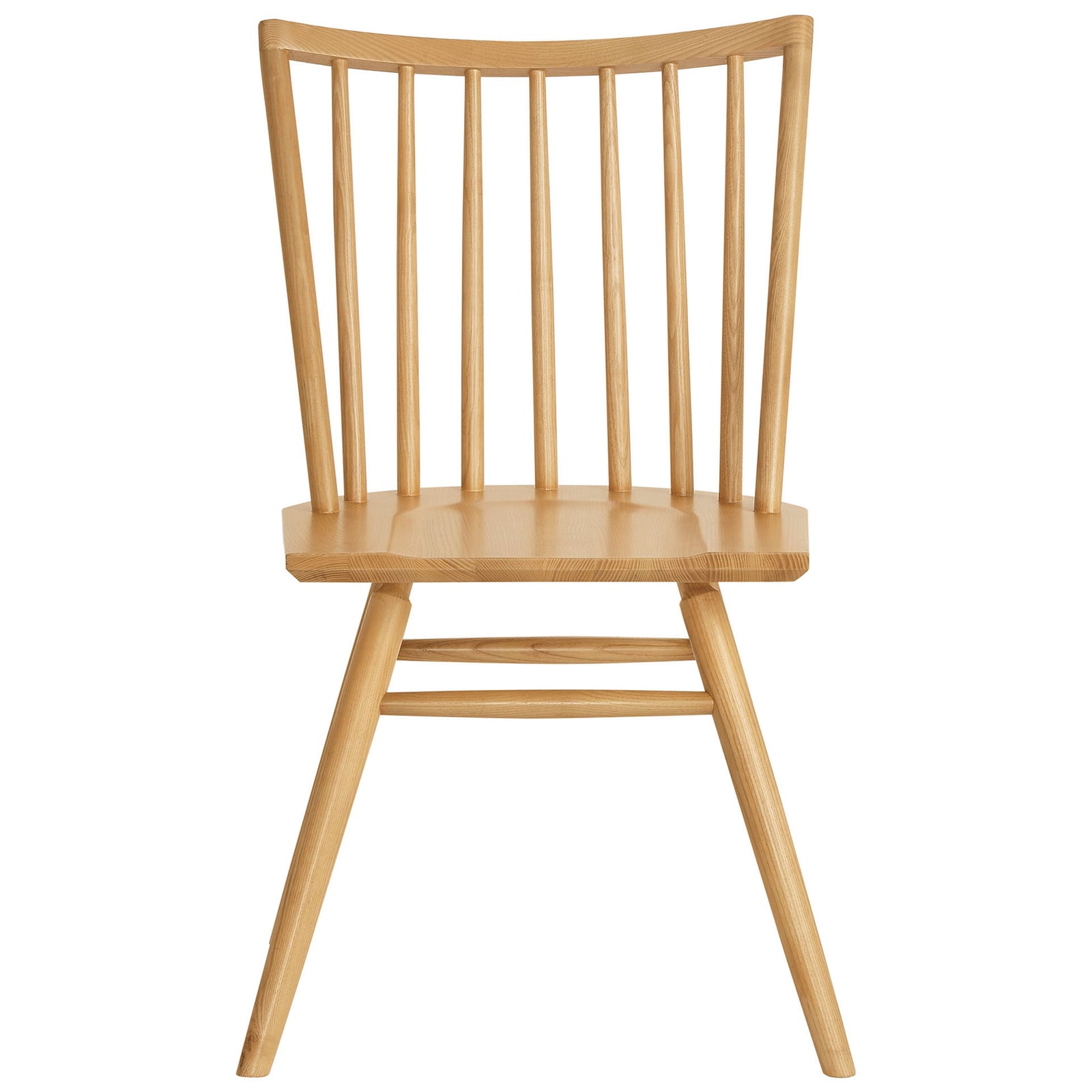 Spindle back ash wood dining chair with gently curved top rail and contoured seat for lasting comfort. || EEI-7482-ASH || front_studio