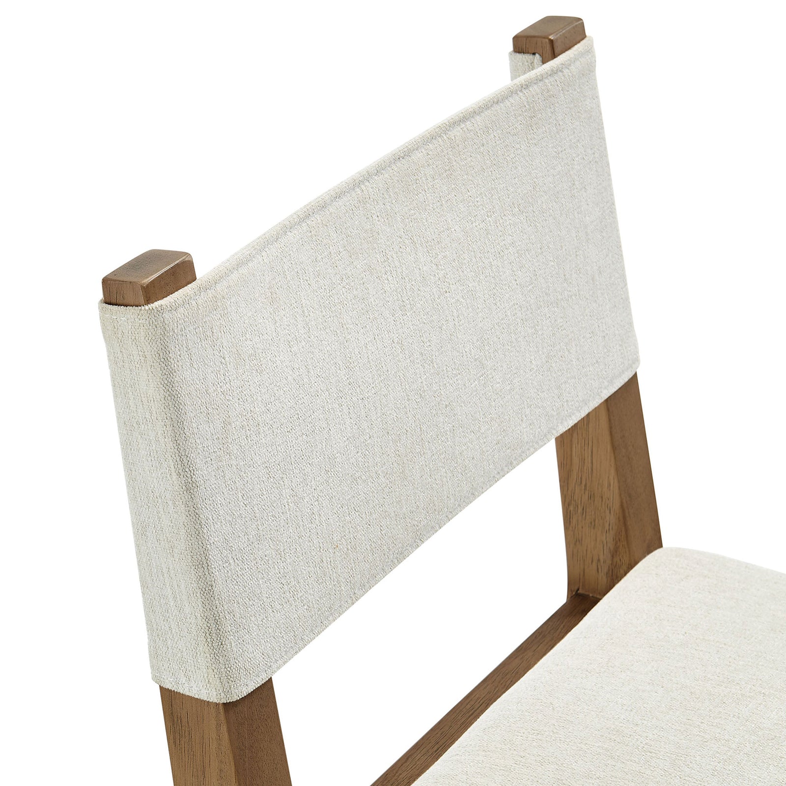 Close-up of ivory fabric backrest with tailored upholstery and clean modern lines || EEI-7485-HEI || detail_studio