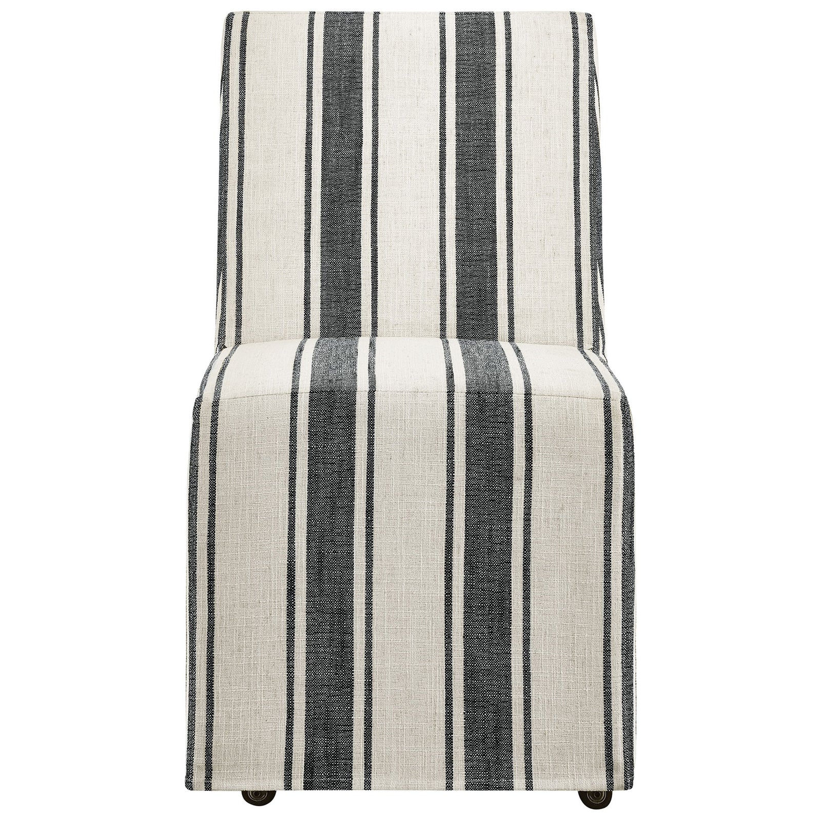Parsons-style striped slipcovered dining chair with padded seat and tall supportive backrest. || EEI-7486-BLK || front_studio