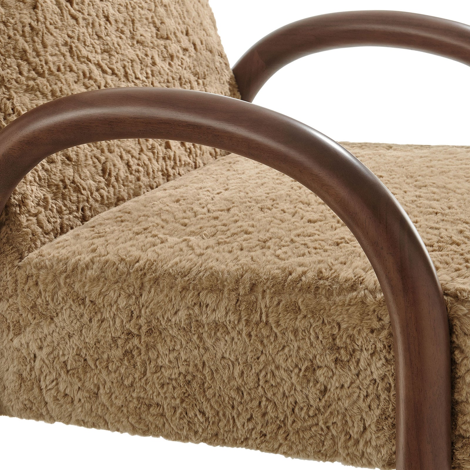 Textured faux shearling meets a smooth wood arc for a soft, sculptural touch || EEI-7488-SAN || detail_studio