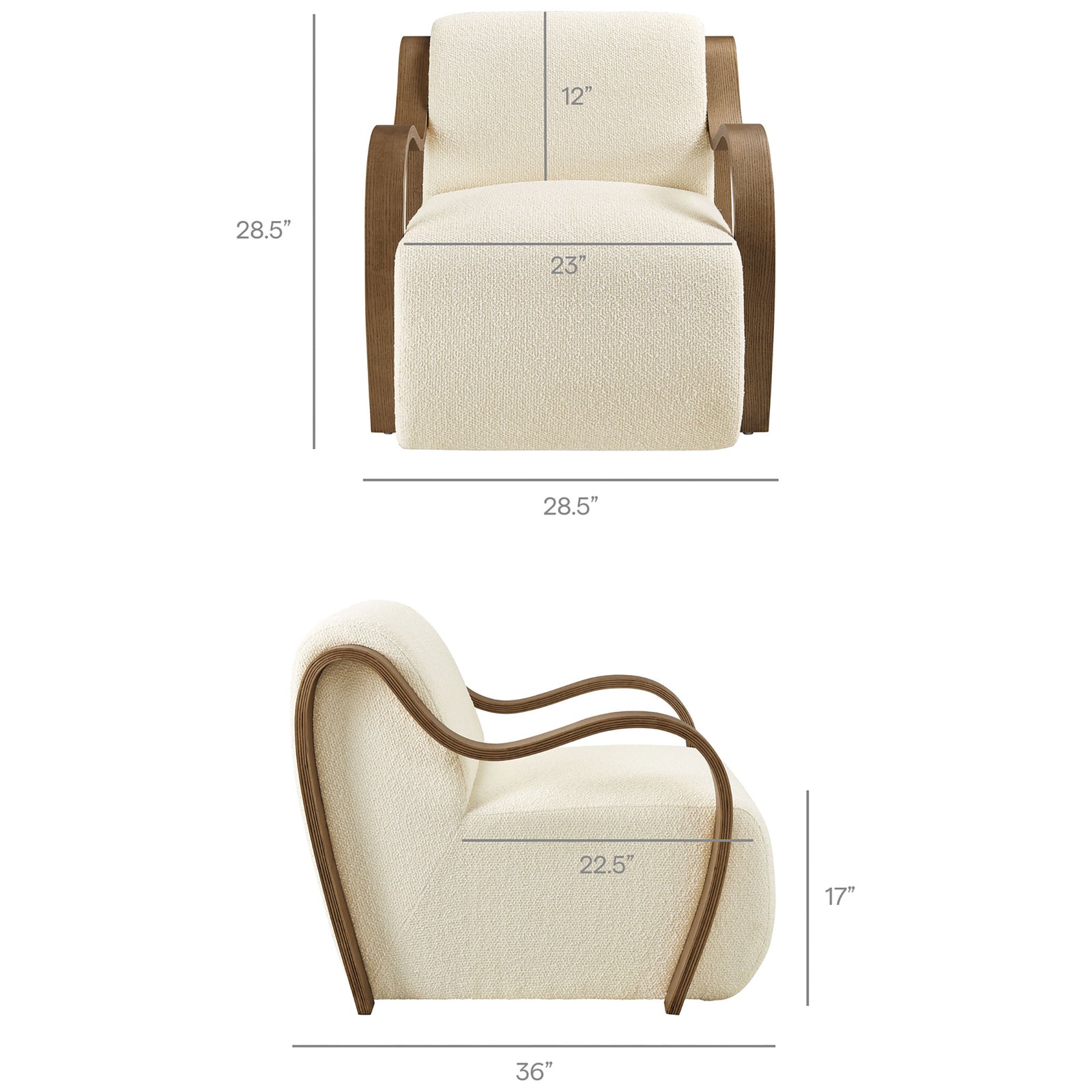 Comfortable proportions with generous seat depth and supportive back height || EEI-7490-CRE || dimension_studio