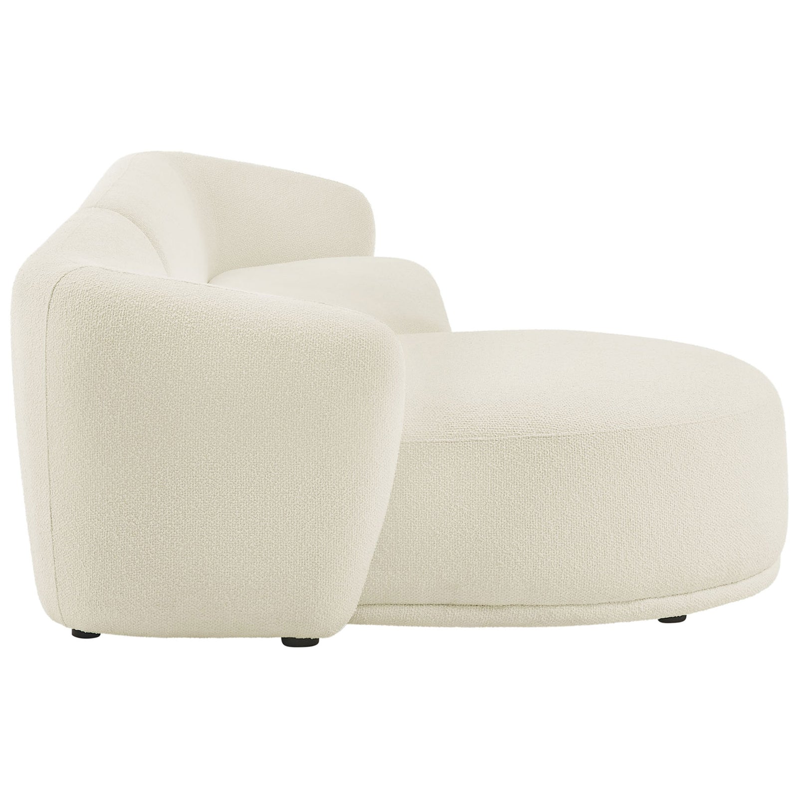 Monica sectional emphasizes its long clean lines, rounded arms, and deep left chaise seat. || EEI-7502-CRE || side_studio