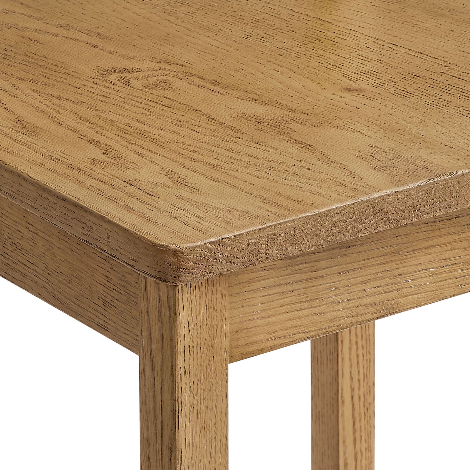 Smoothly rounded seat edge highlights the rich oak grain and durable craftsmanship. || EEI-7505-WOA || detail_studio