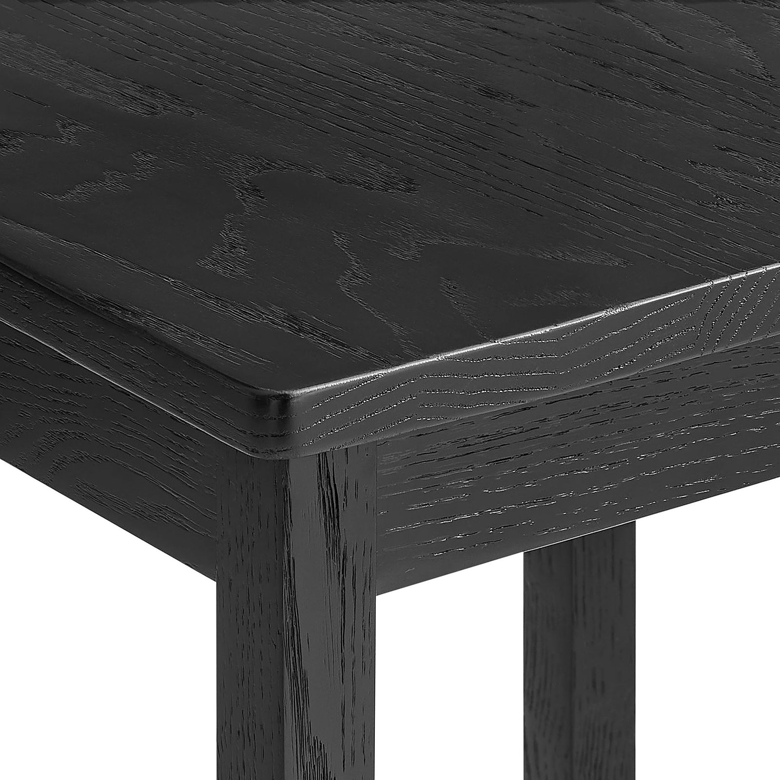 Thick square seat with softly rounded edges and pronounced oak grain || EEI-7506-BLK || detail_studio