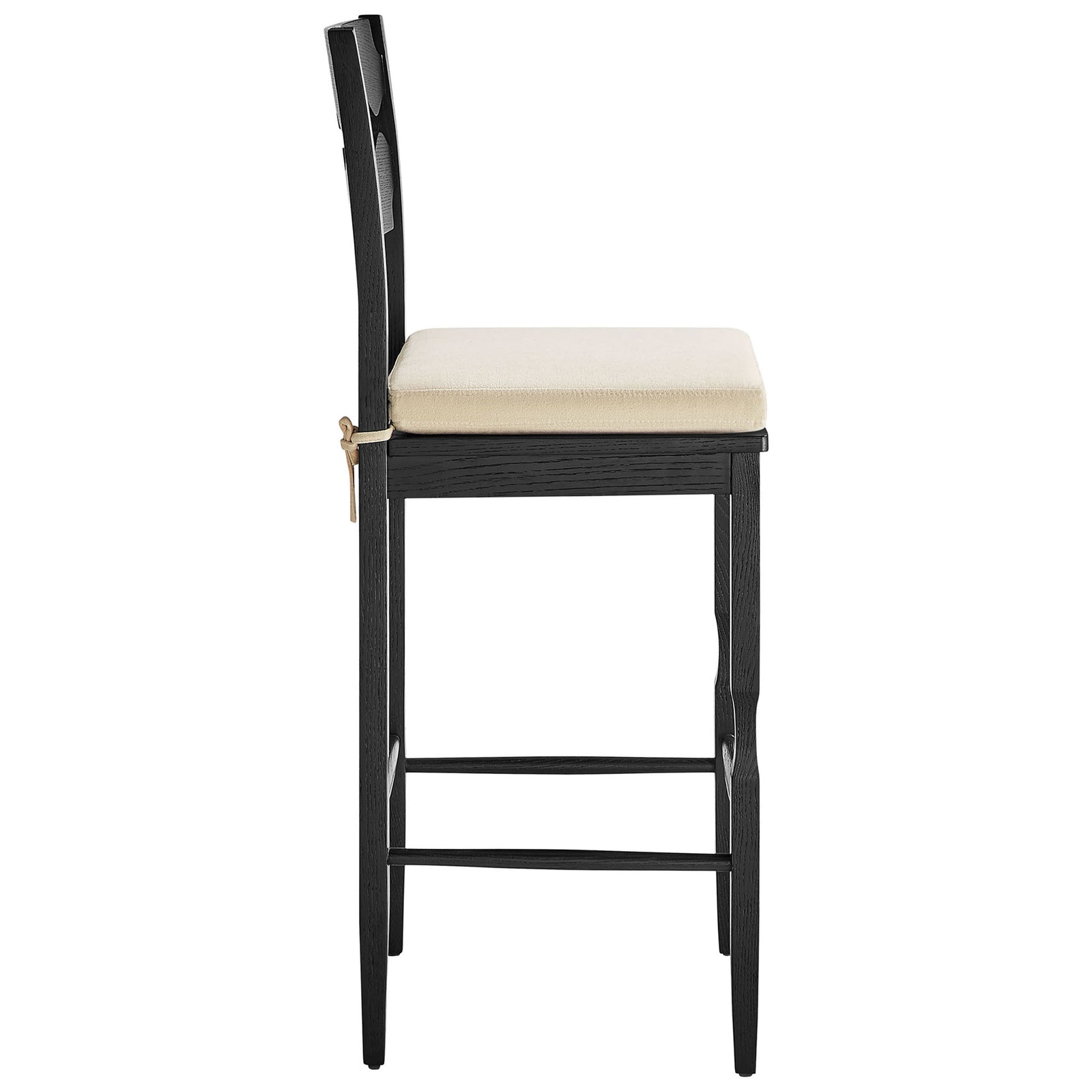 Streamlined silhouette shows contoured backrest, padded cushion, and integrated footrest || EEI-7519-BLK-LIN || side_studio