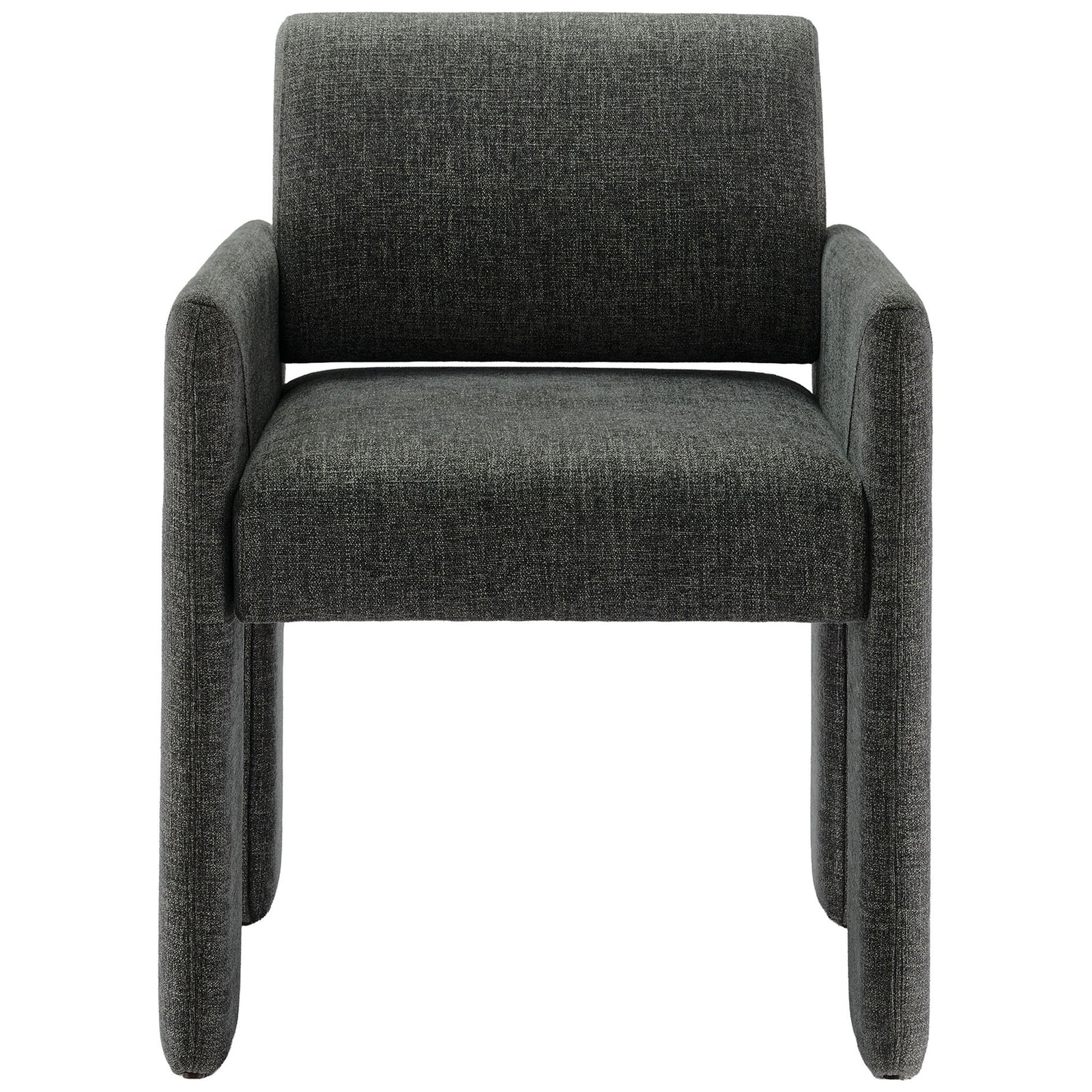 Modern charcoal upholstered dining chair with wide cushioned seat and supportive straight backrest. || EEI-7524-CHA || front_studio