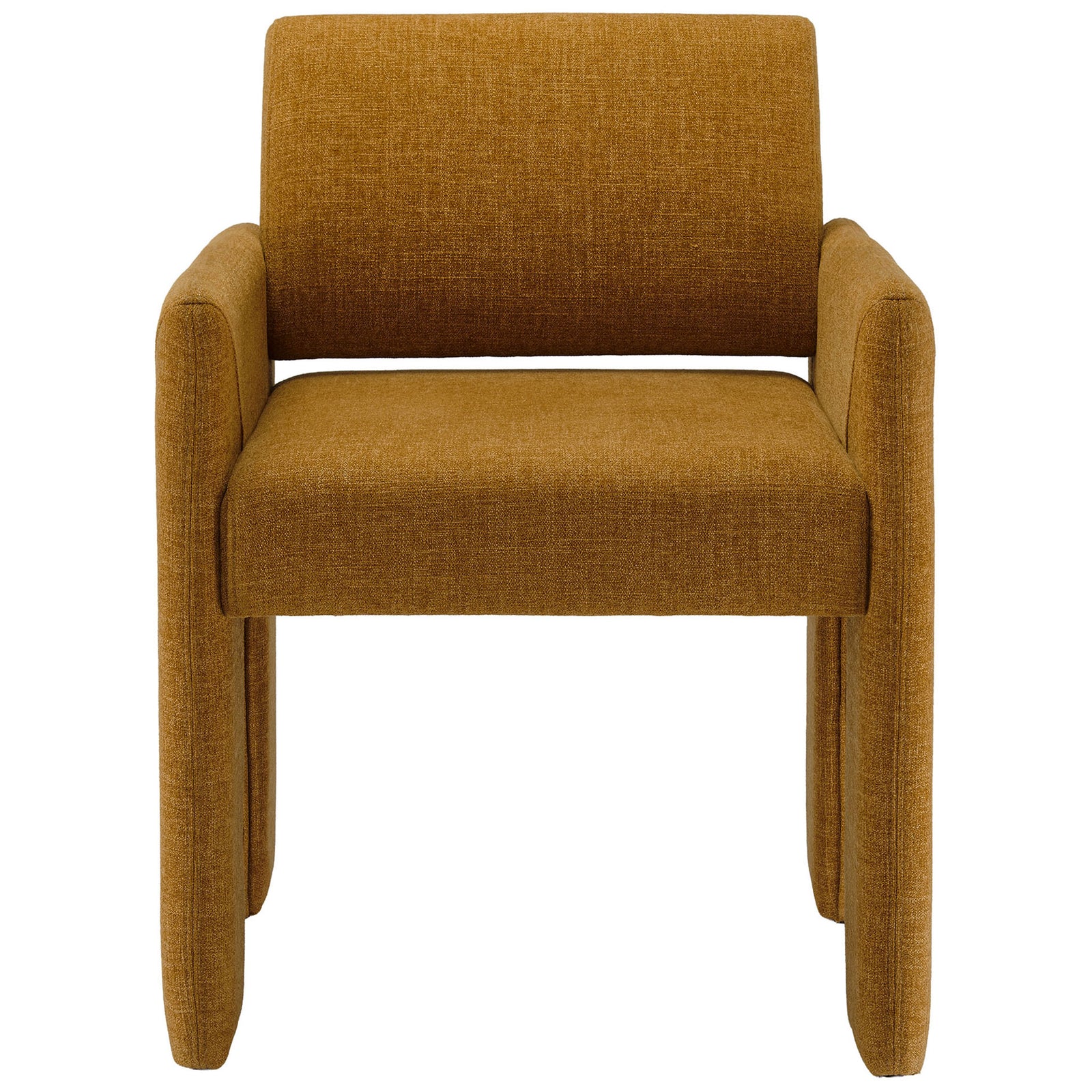 Copper fabric dining chair with wide cushioned seat and supportive back for everyday meals || EEI-7524-COP || front_studio
