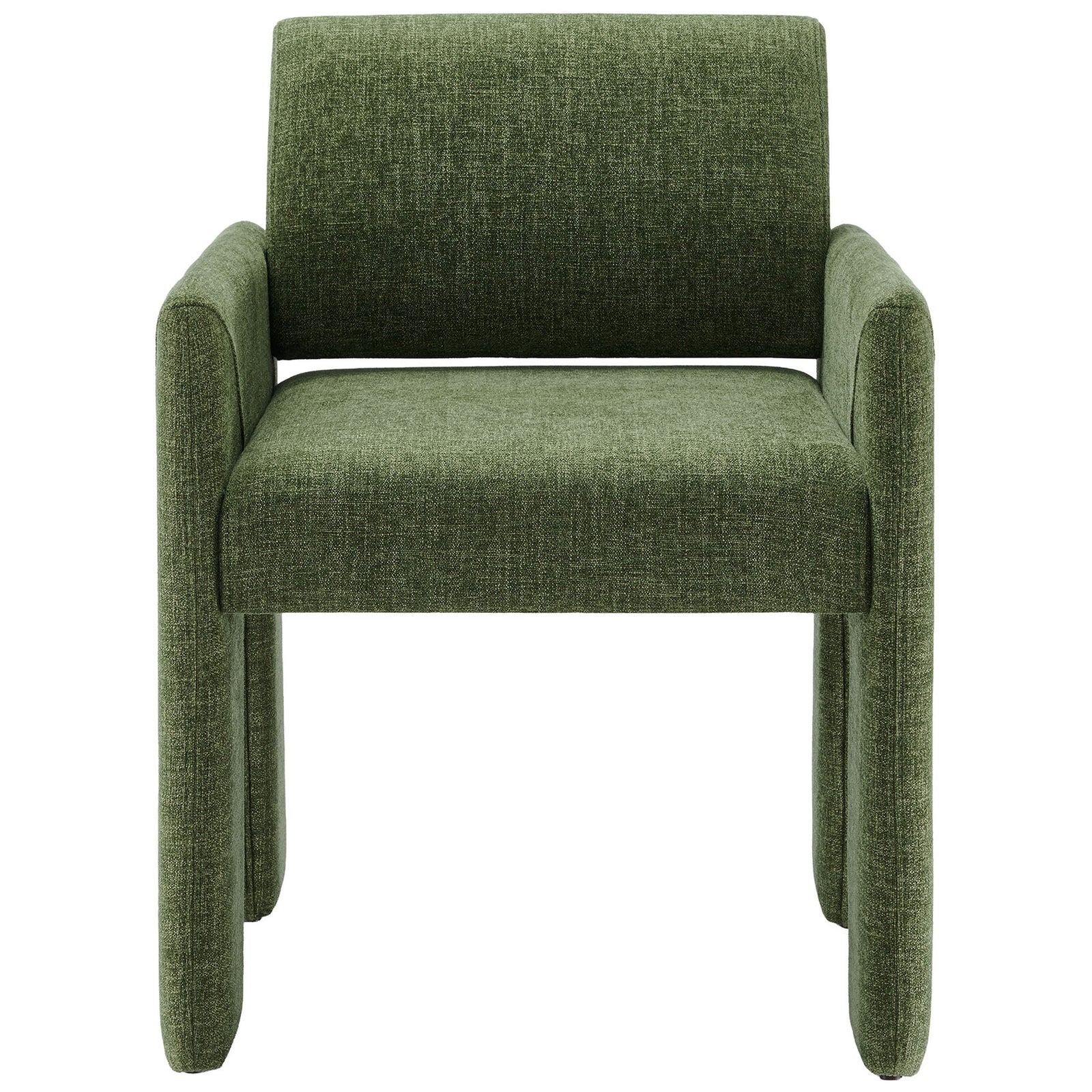 Green foliage upholstered dining chair with clean lines and generously cushioned back and seat. || EEI-7524-FOL || front_studio