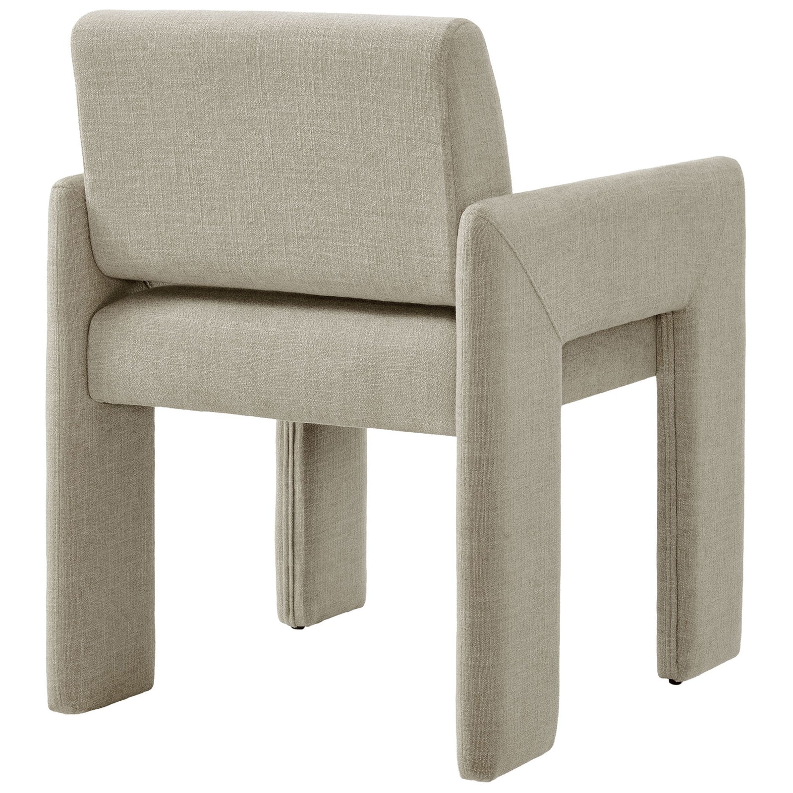 Linen upholstered dining chair featuring a smooth wraparound back and bold continuous legs for sculptural appeal || EEI-7524-LIN || back_angle_studio