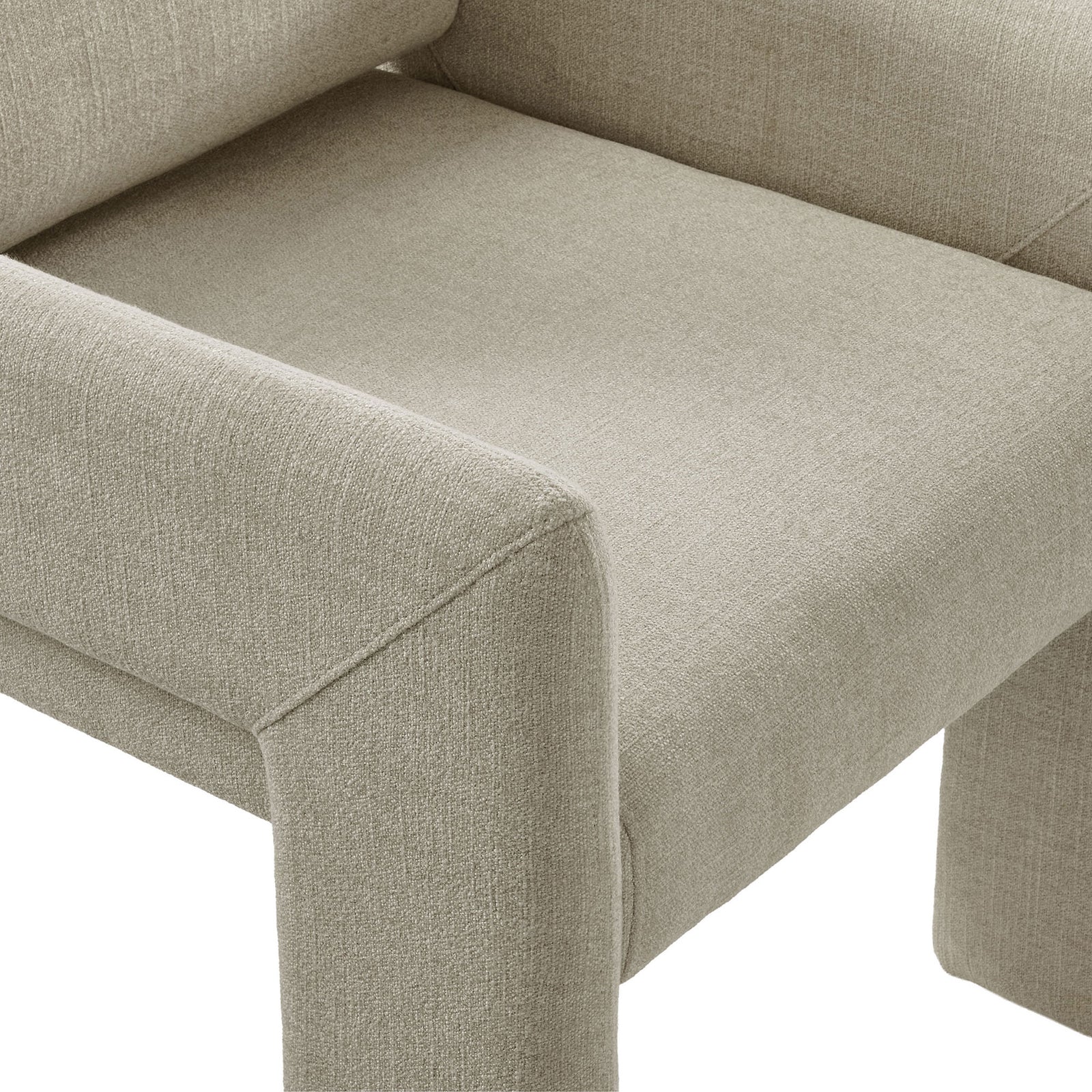 Textured heathered linen seat with tailored stitching and seamless transition from cushioned top to upholstered legs || EEI-7524-LIN || detail_studio