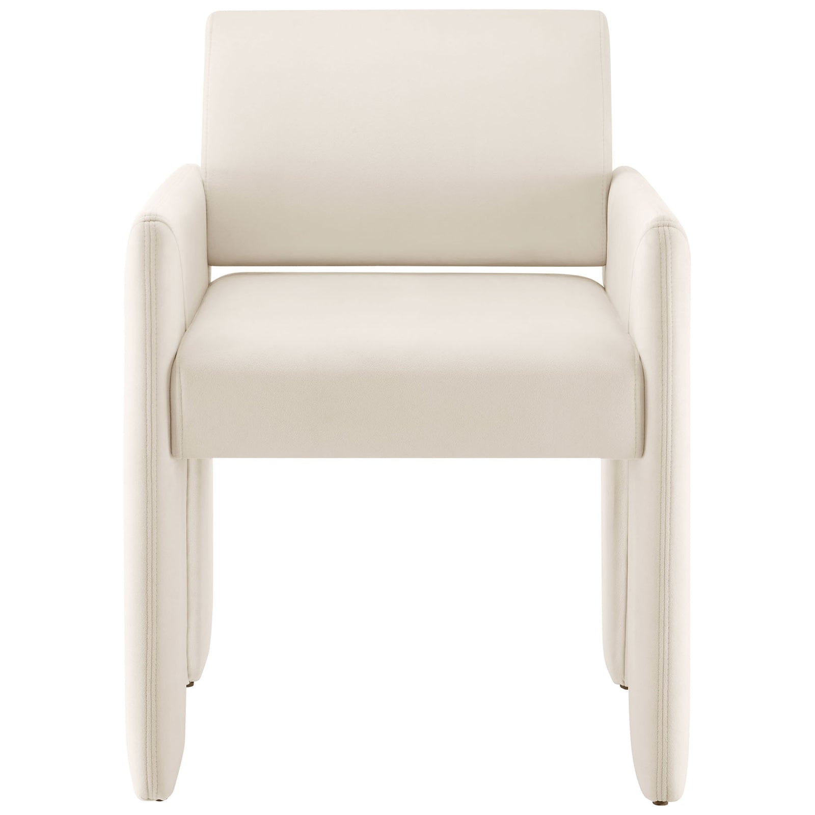 Alabaster velvet dining armchair with generous seat and supportive padded backrest for everyday dining comfort || EEI-7525-ALA || front_studio