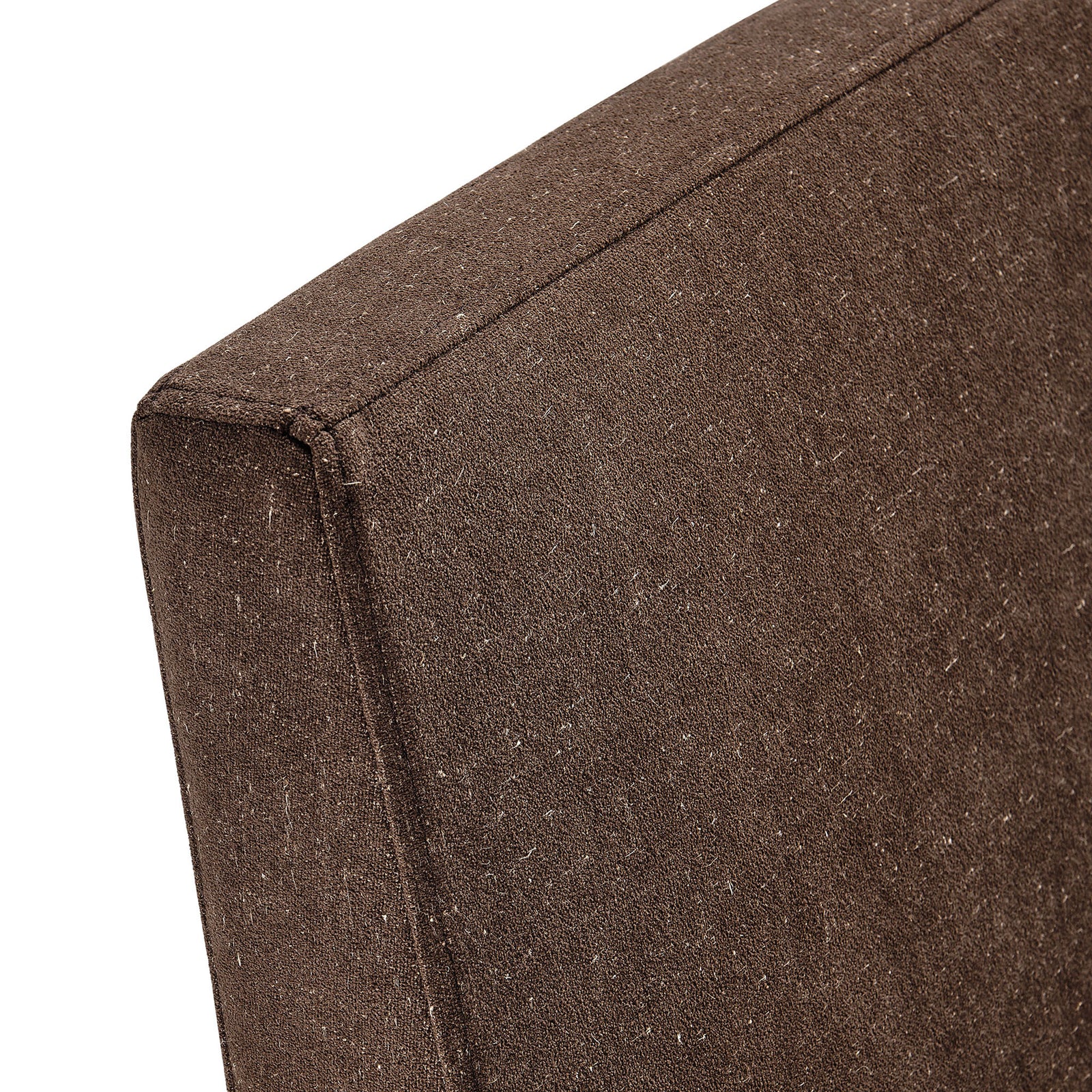 Cocoa linen-blend upholstery with tailored seams and softly textured woven fabric on chair back || EEI-7528-COA || detail_studio