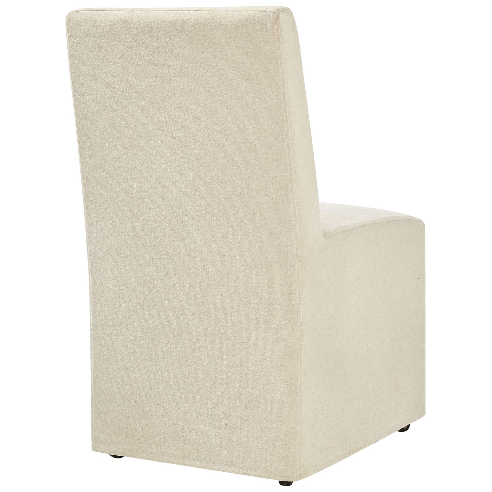 Full slipcover drapes the back of the linen-blend dining chair for a clean, tailored look from every angle. || EEI-7528-LIN || back_angle_studio