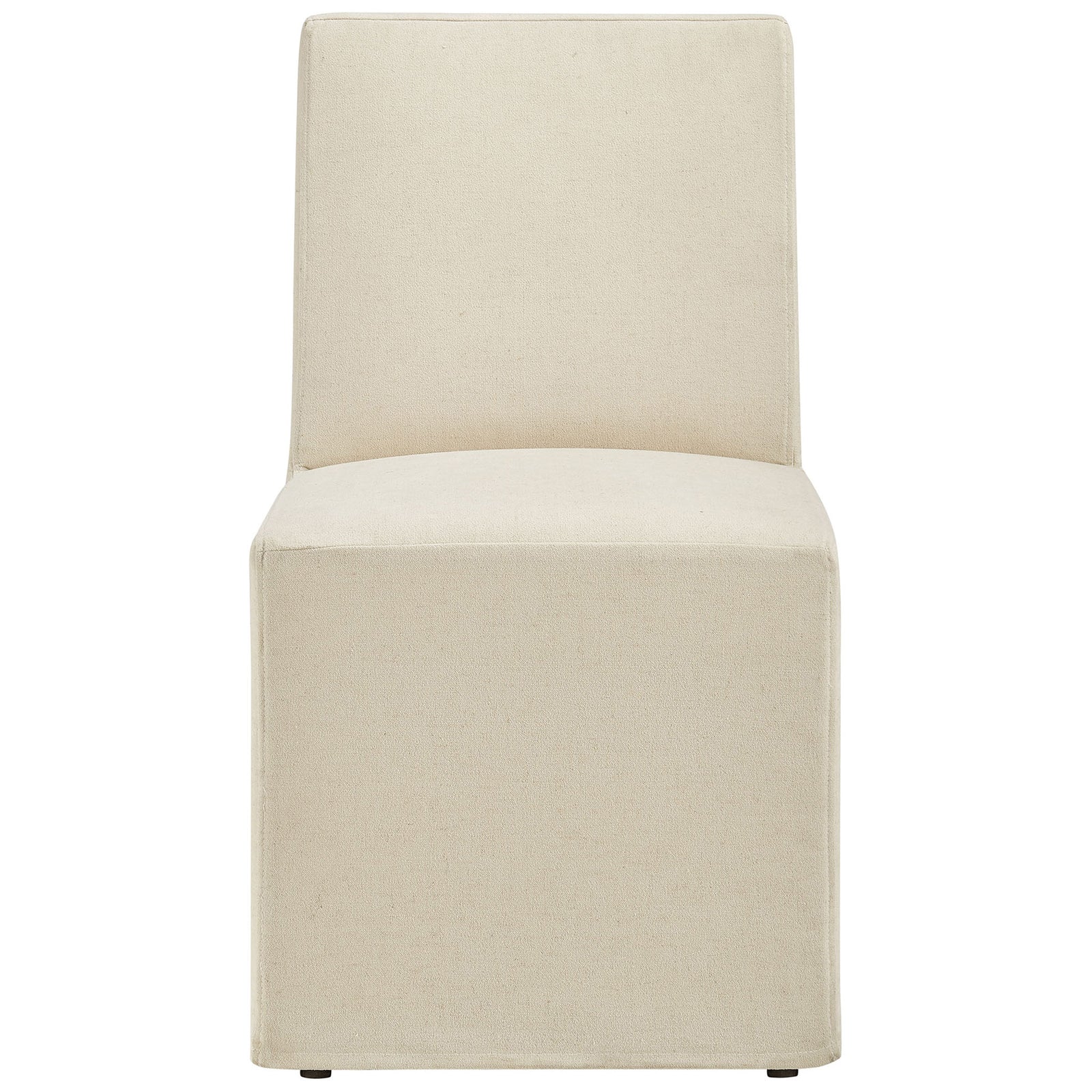 Linen-blend slipcovered dining chair with simple lines, plush padded seat, and tall supportive backrest. || EEI-7528-LIN || front_studio