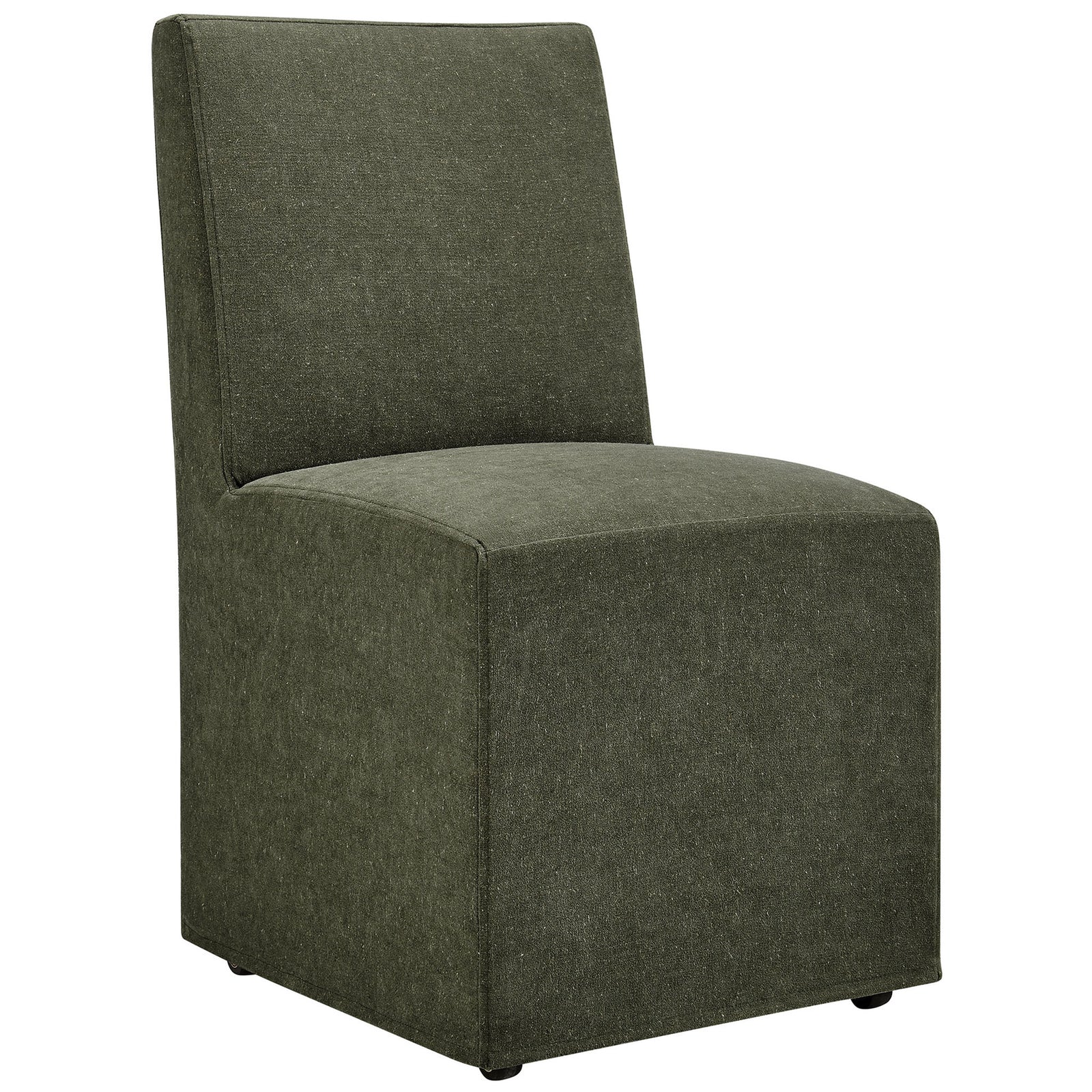 Sage green linen-blend dining chair with tailored slipcover and smooth boxy silhouette || EEI-7528-SGE || front_angle_studio