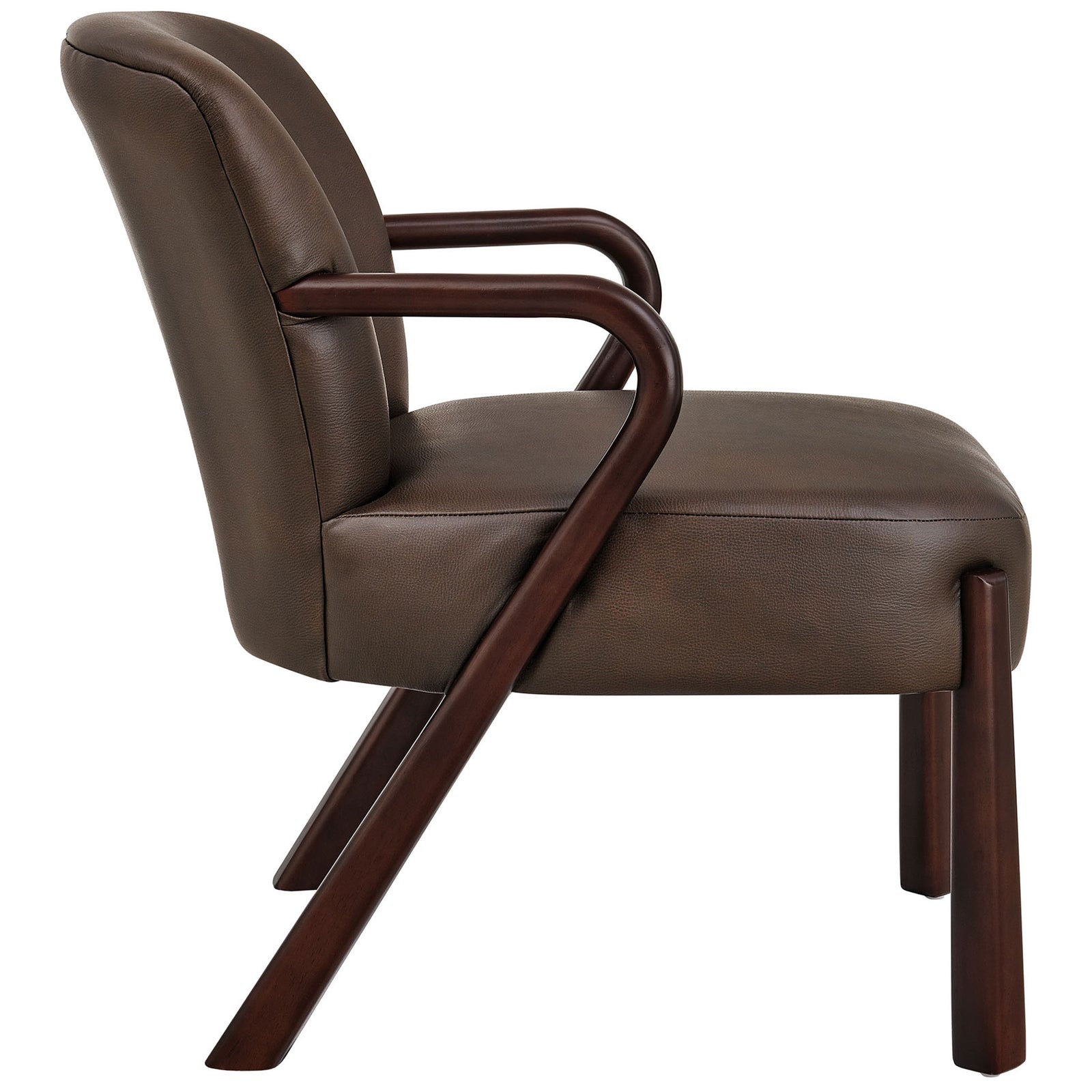 Flowing arm profile and angled legs showcase the chair's sleek mid-century silhouette || EEI-7529-ESP || side_studio