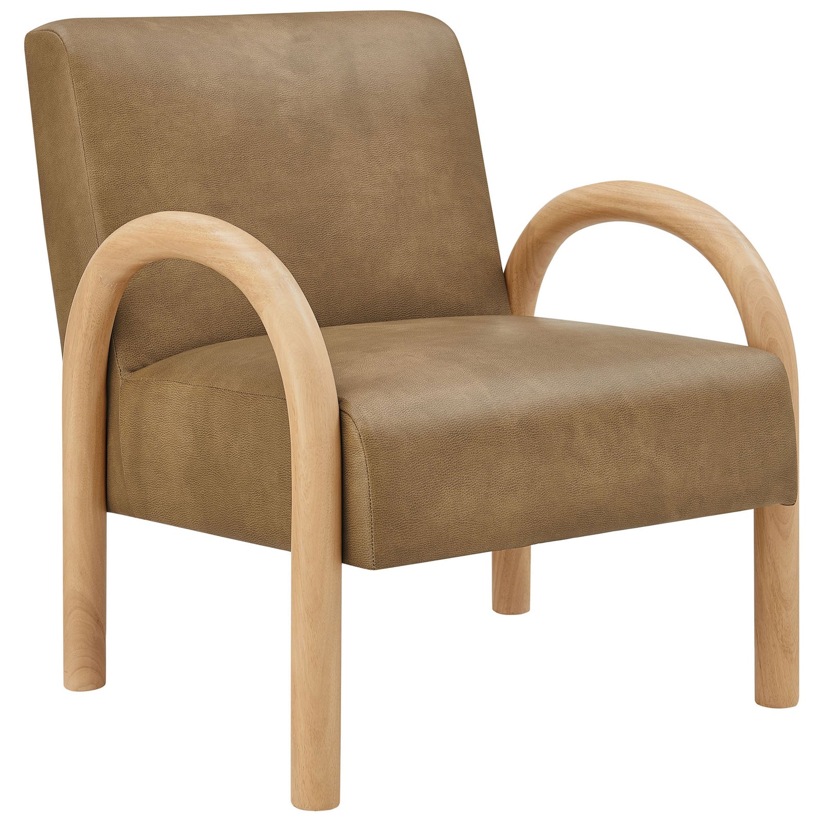 Warm wood arches and smooth faux leather create a modern accent with inviting comfort. || EEI-7530-TST || front_angle_studio