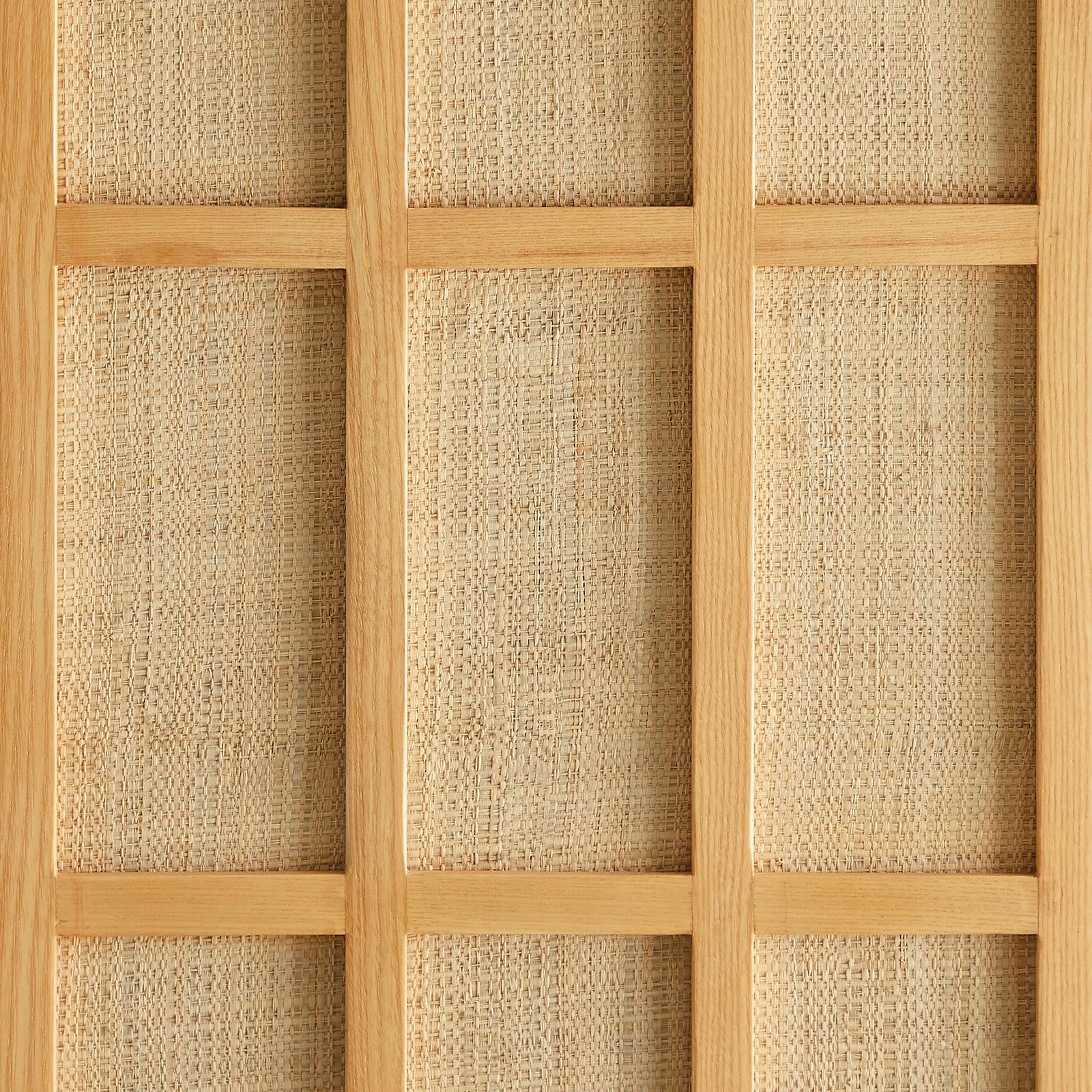 Woven panel detail framed in light oak brings natural texture to the Aiko storage cabinet || EEI-7560-LOA || swatch_studio
