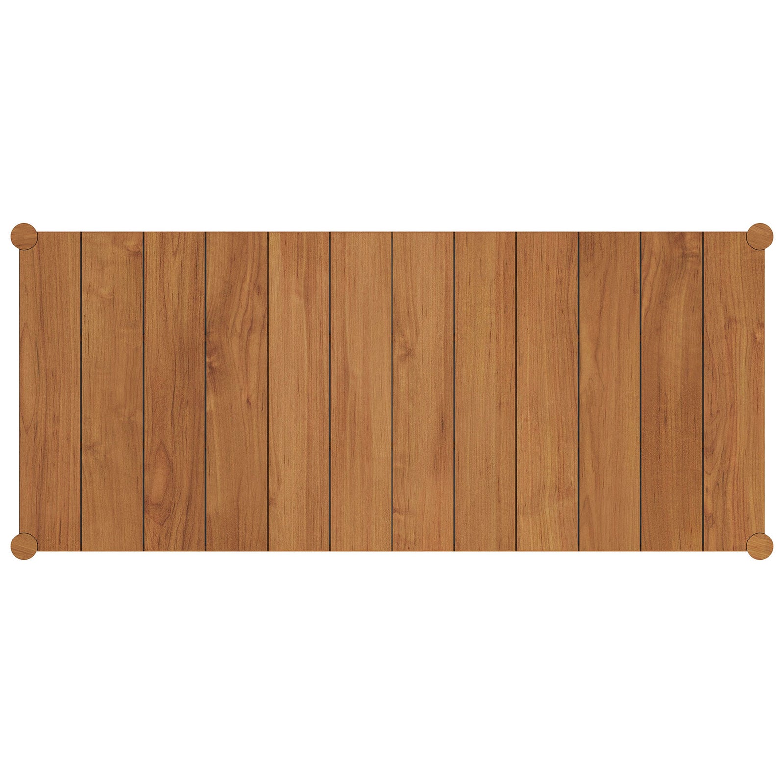Slatted teak tabletop in natural finish highlighting the rich wood grain of the Eleni dining table || EEI-7562-NAT || top_studio