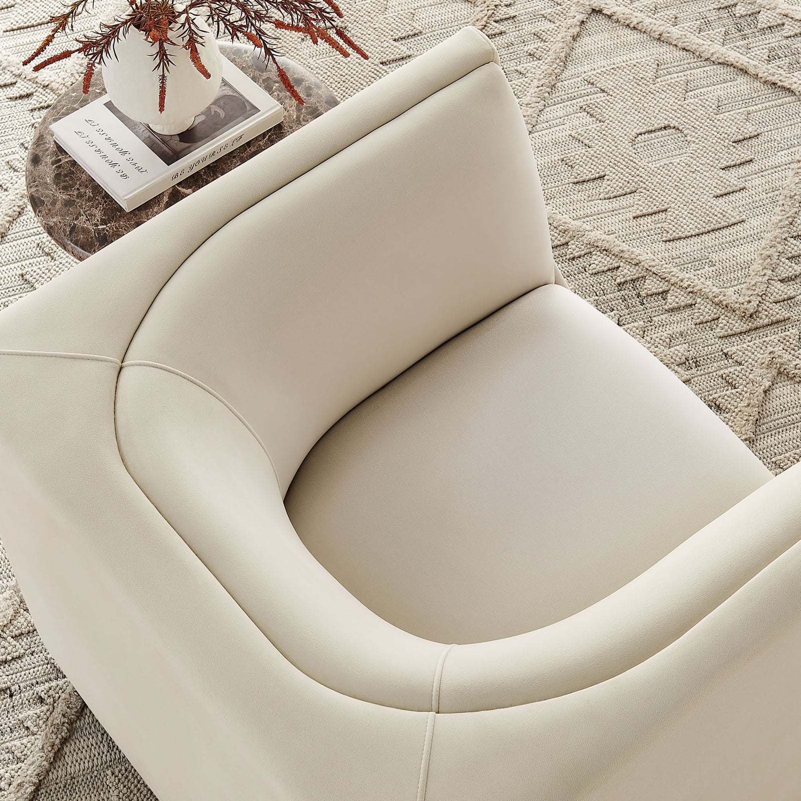Soft-touch performance velvet with elegant stitching and smooth curves elevates everyday lounging || EEI-7566-ALA || detail_room