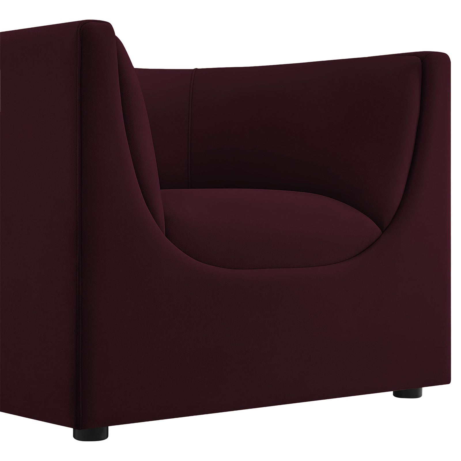 Soft, velvety upholstery and graceful curves across the arm and seat || EEI-7566-MUL || detail_studio