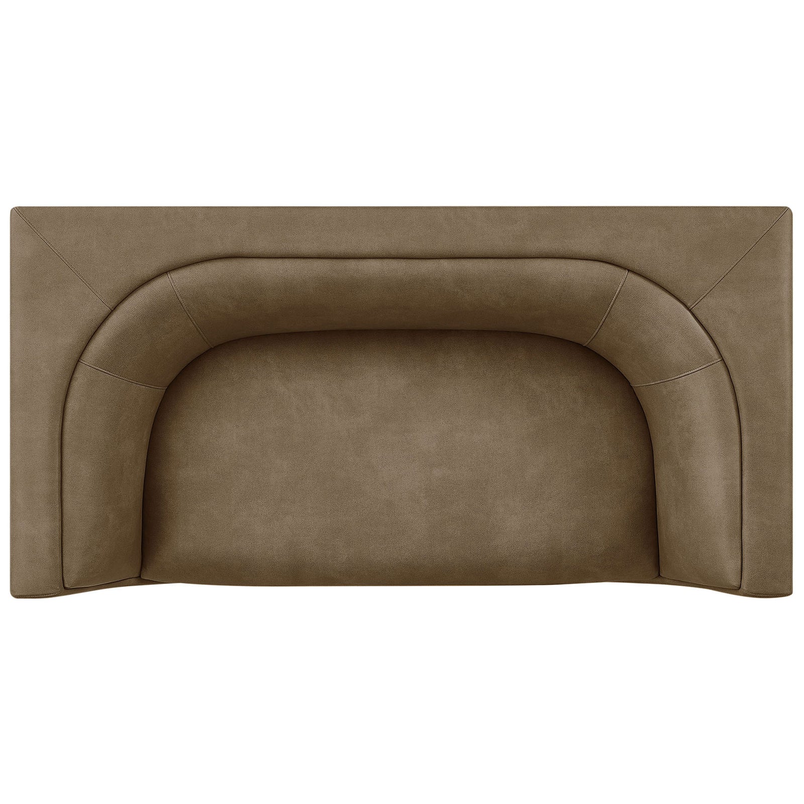 Curving wraparound back creates a cozy lounge nook on this mushroom vegan leather loveseat || EEI-7568-MUS || top_studio
