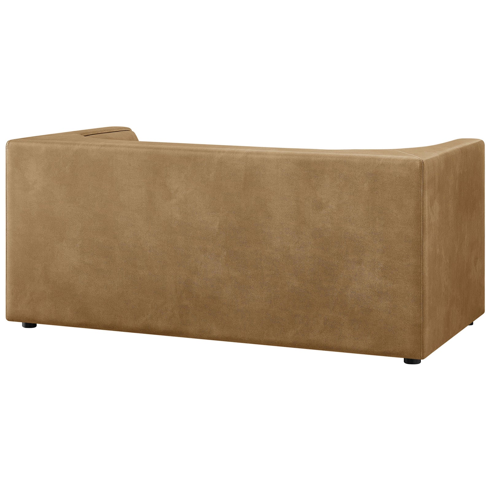 Toast vegan leather loveseat with gently curved back and smooth, uninterrupted upholstery. || EEI-7568-TST || back_angle_studio