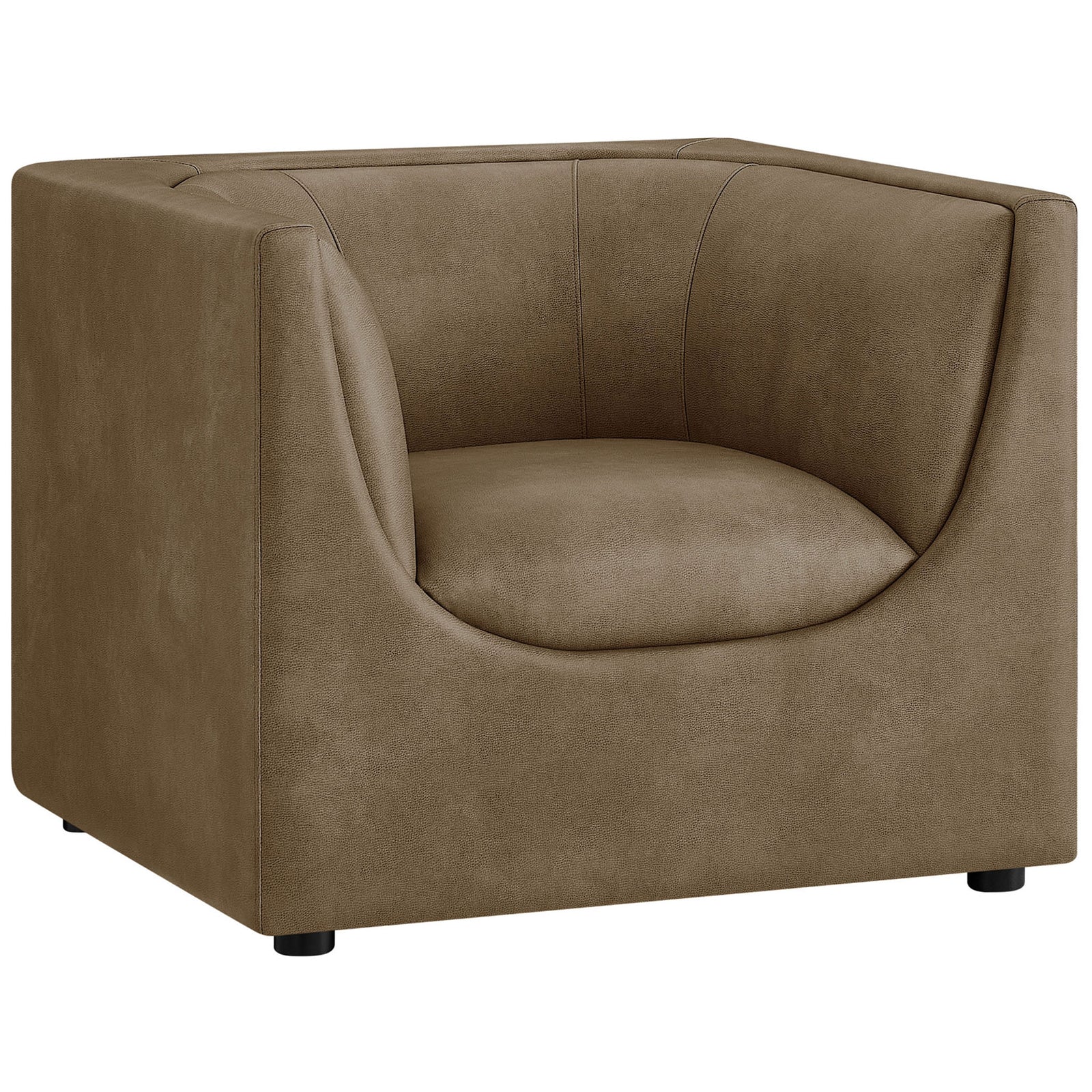 Boxy silhouette with sweeping arms and tailored seams offers cozy lounge appeal in sleek vegan leather. || EEI-7569-MUS || front_angle_studio