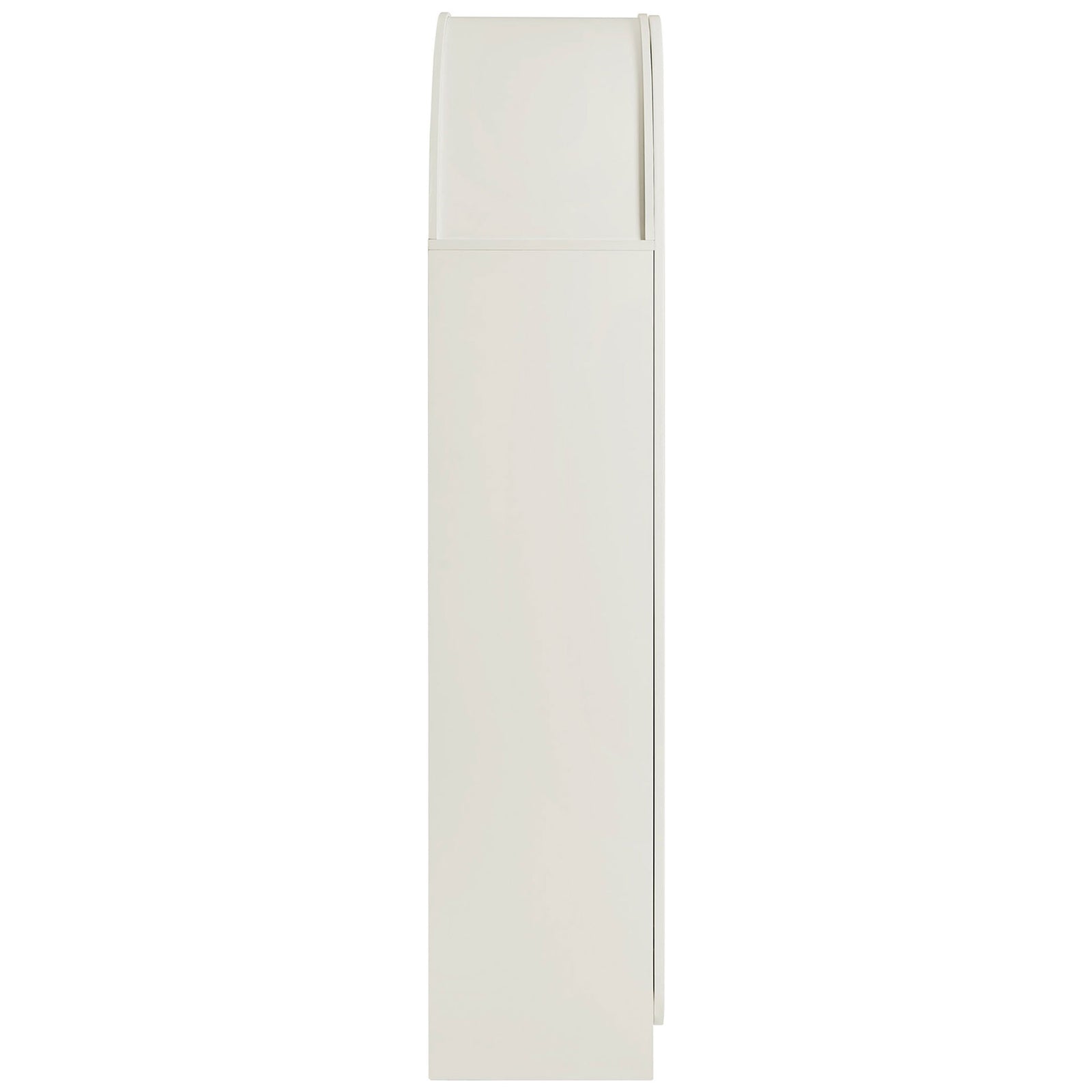 Slim white cabinet profile accenting the smooth side panel and rounded arch top || EEI-7570-WHI || side_studio