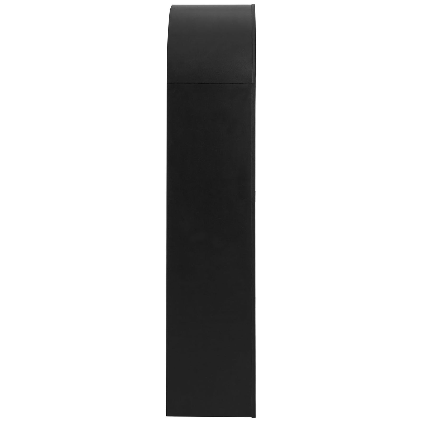 Slim, streamlined profile highlights the curved arch and sturdy black frame. || EEI-7584-BLK-OAK || side_studio