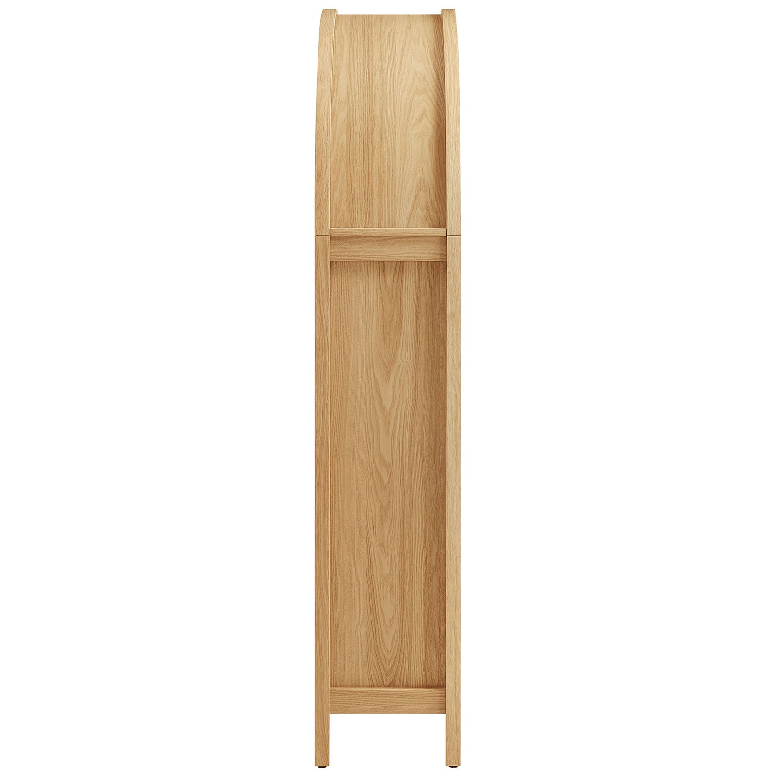 Slim side profile highlights the curved arch and clean oak wood grain. || EEI-7604-OAK || side_studio