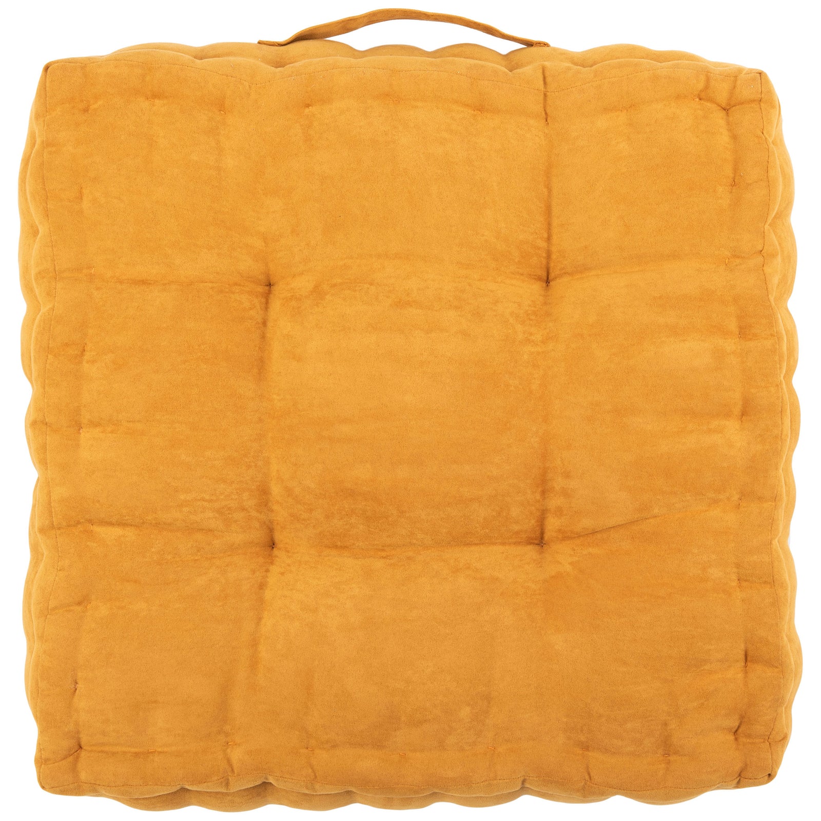 Ginger floor pillow with subtle reverse tufting and a convenient carry strap || FLP1002C || back_studio