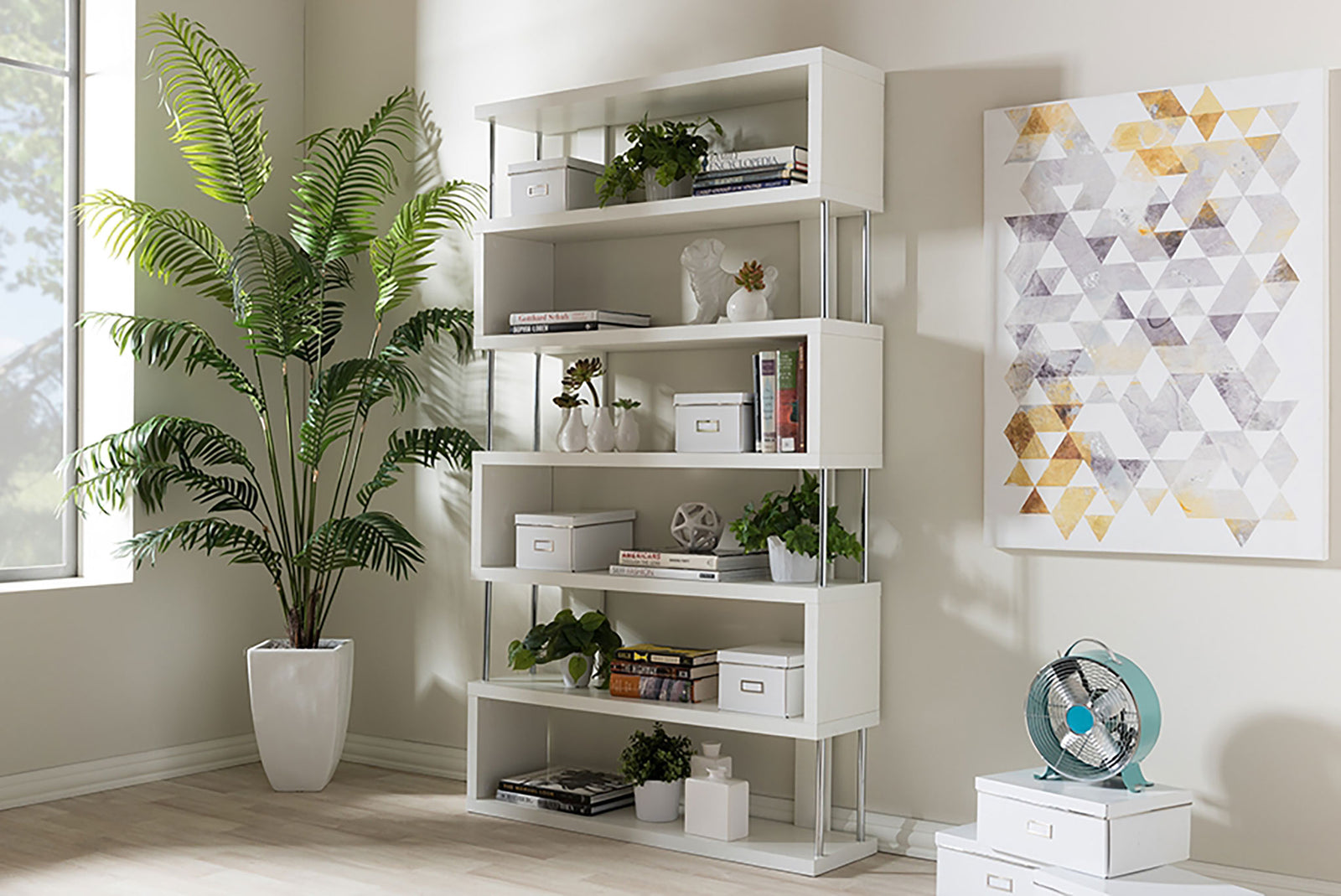 Zhao Bookcase White 6 Tier