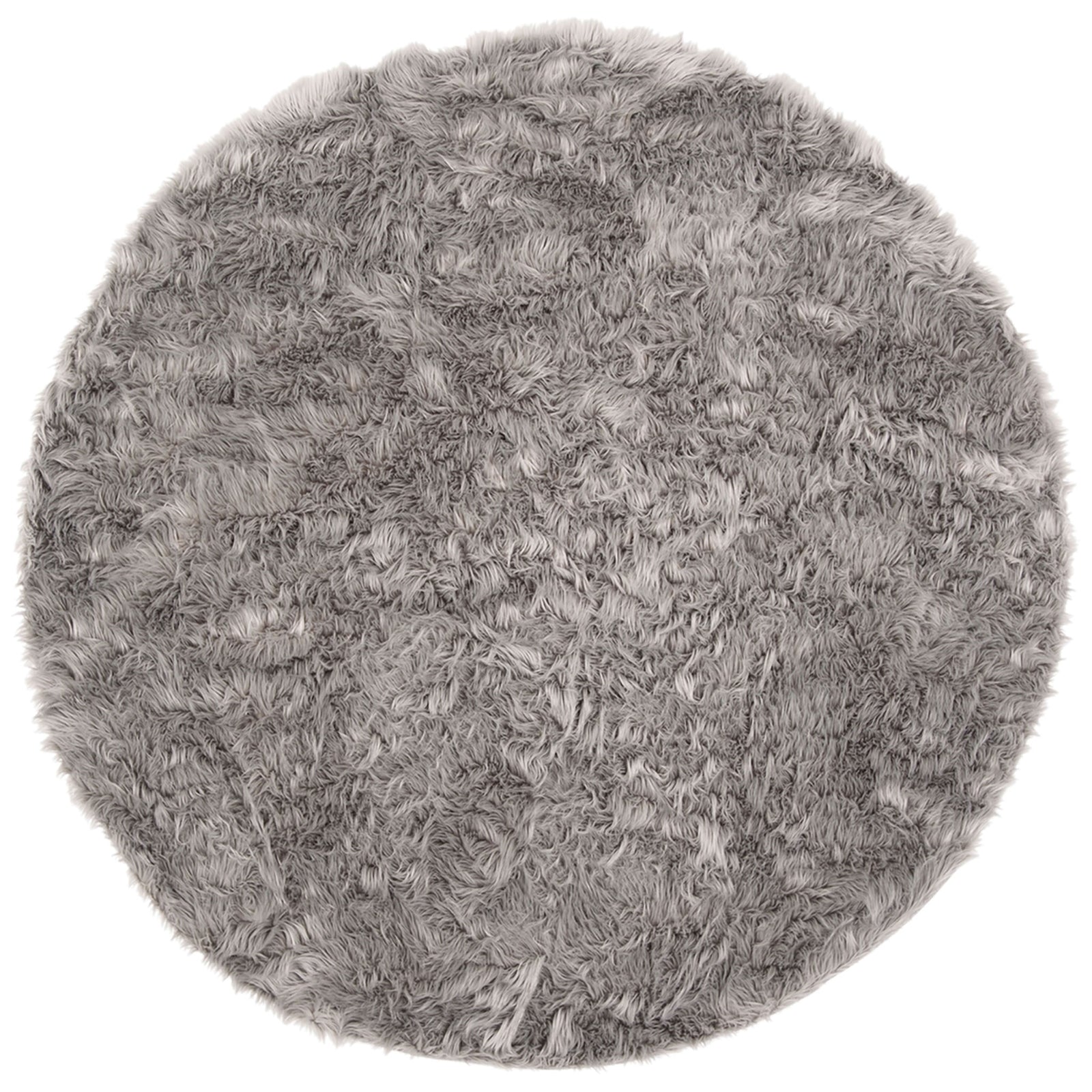 Round gray shag rug with a richly textured pile and subtle tonal movement for a cozy feel || FSS235D-6R || top_studio