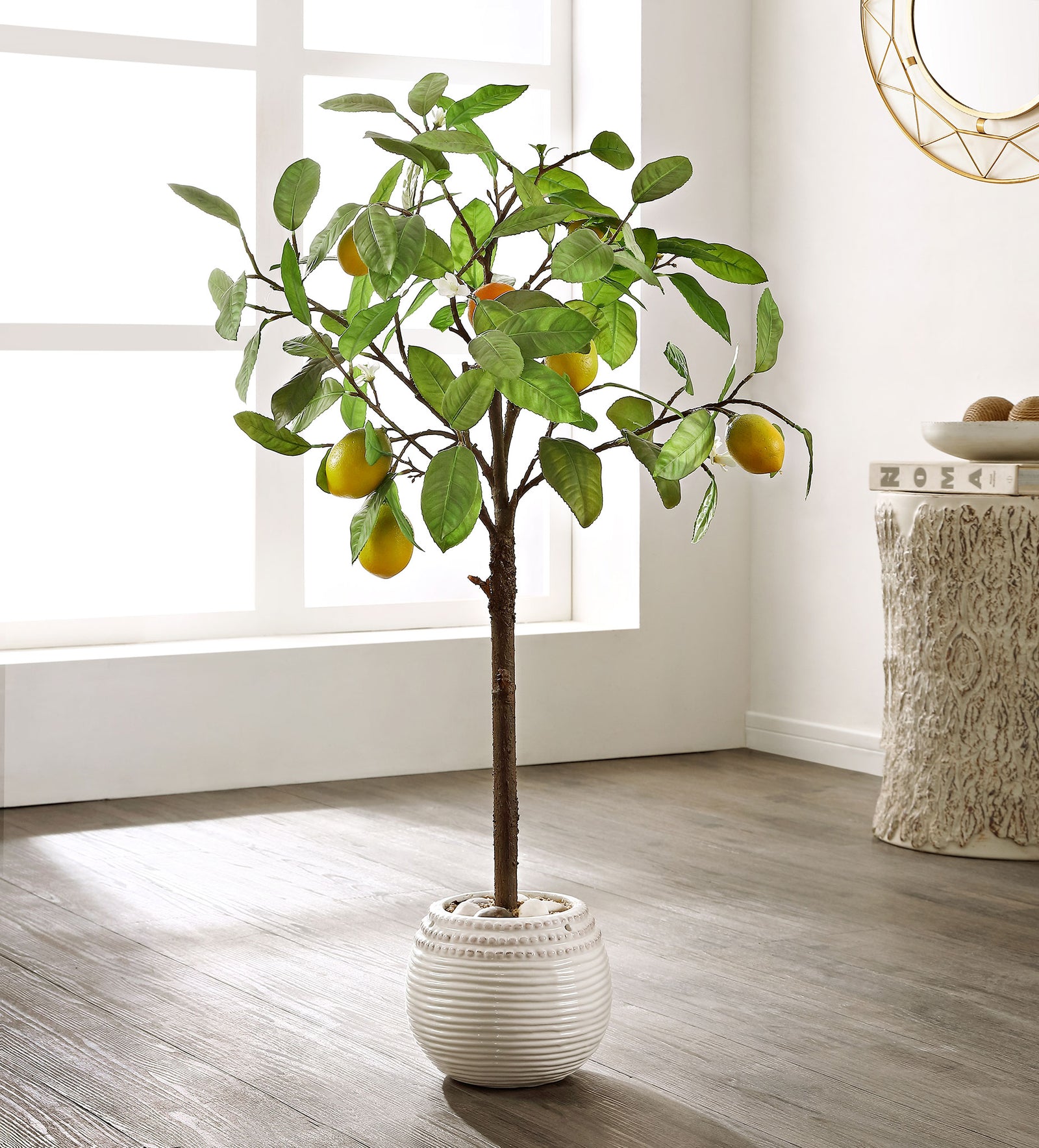 Bright faux lemons bring sunny color to a light-filled room. || FXP1005A || front_room