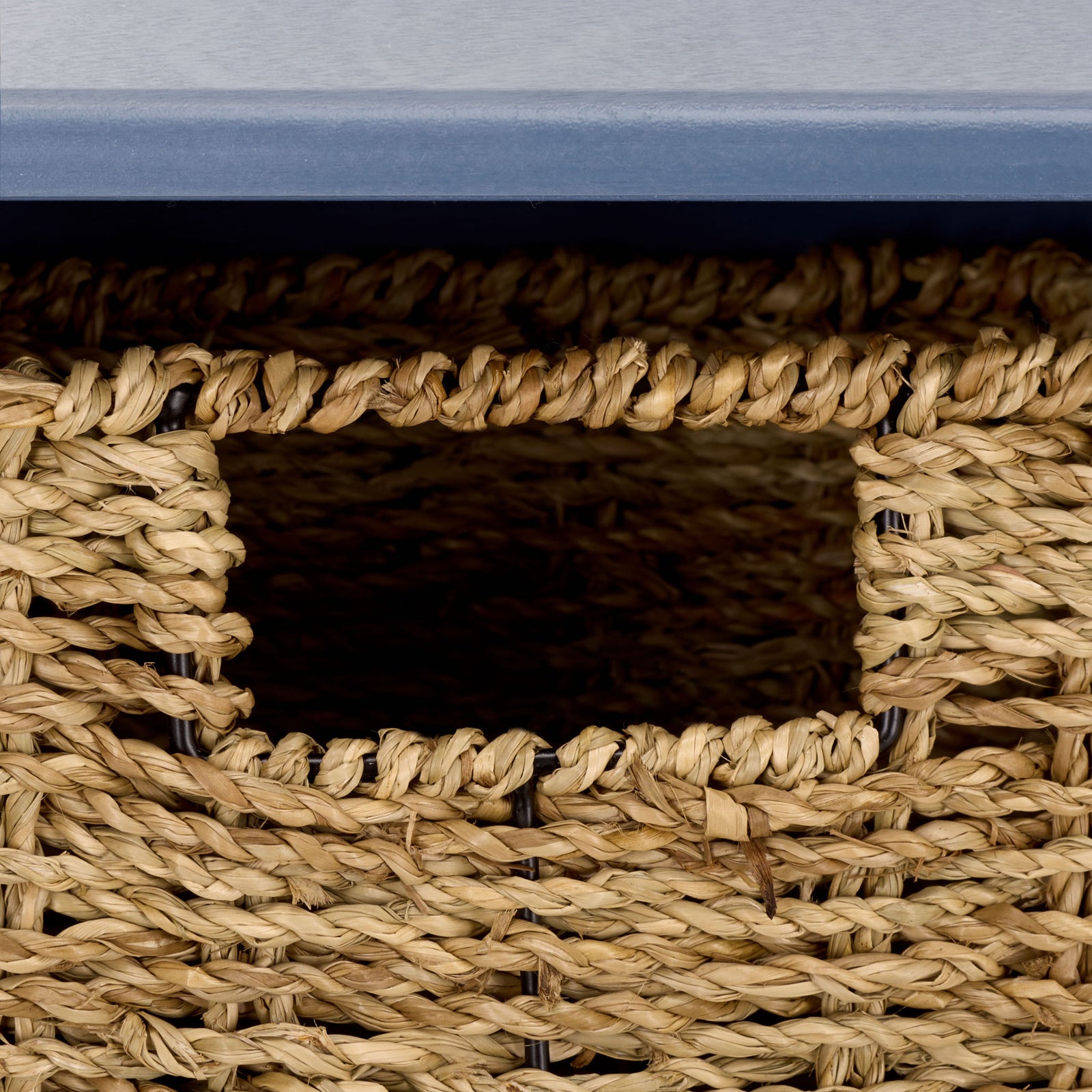 The woven basket's cutout grip offers an easy way to pull out everyday essentials || HAC5700F || handle_studio