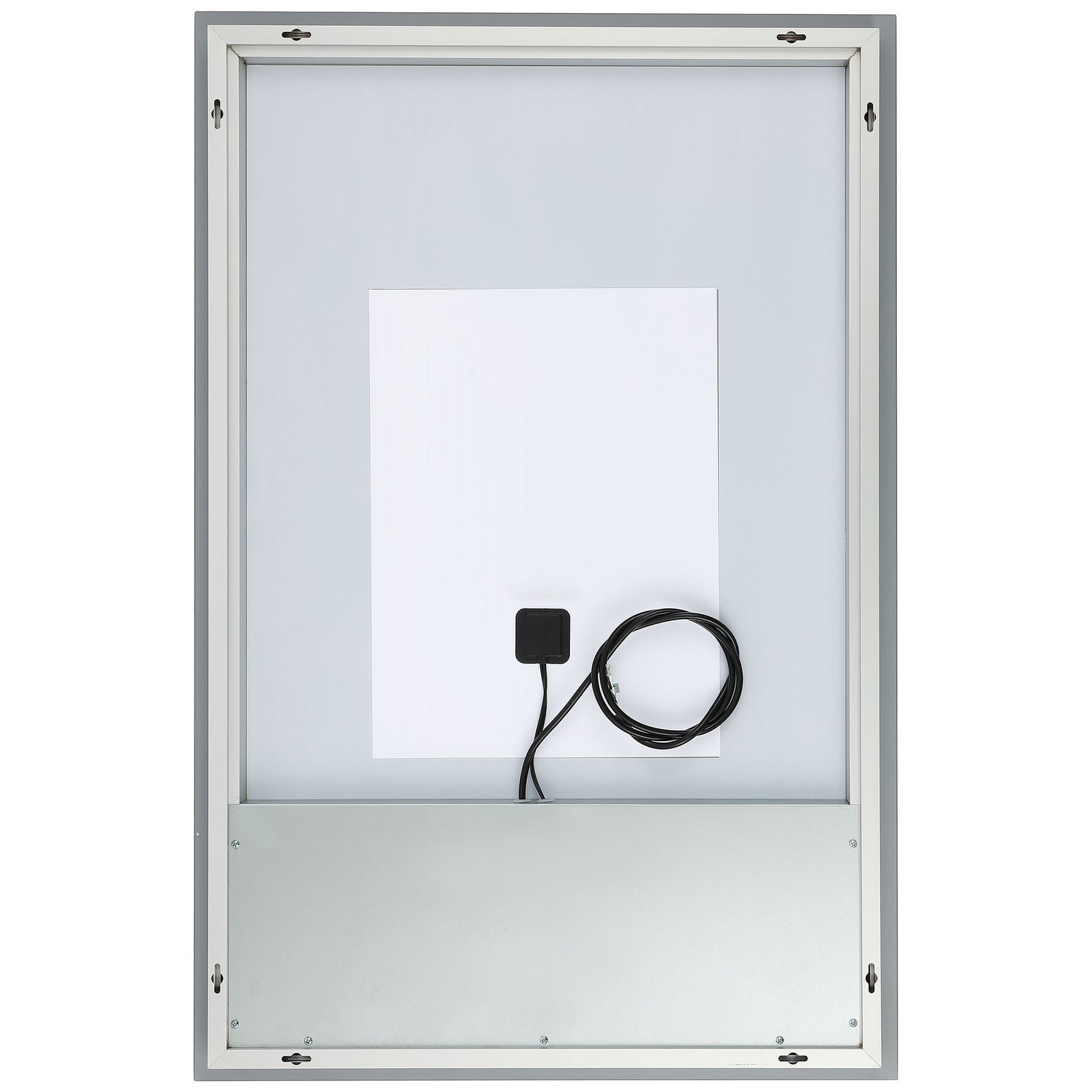 Aluminum backing includes mounting slots and a power cord for the integrated LED lighting. || LMR1006A || back_studio