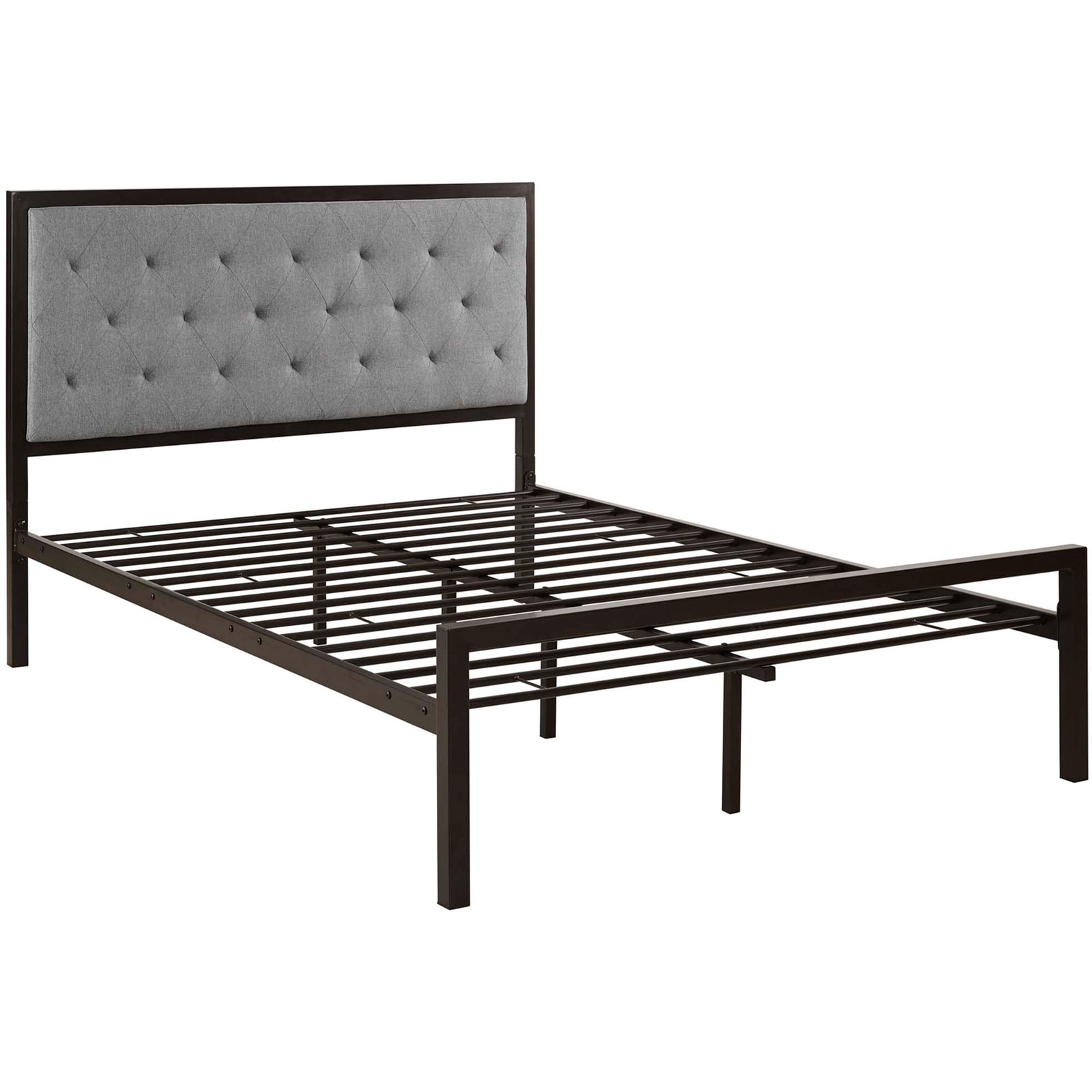 Miles Fabric Platform Bed Brown Gray