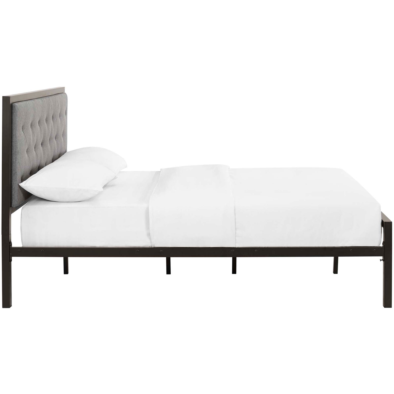 Miles Fabric Platform Bed Brown Gray