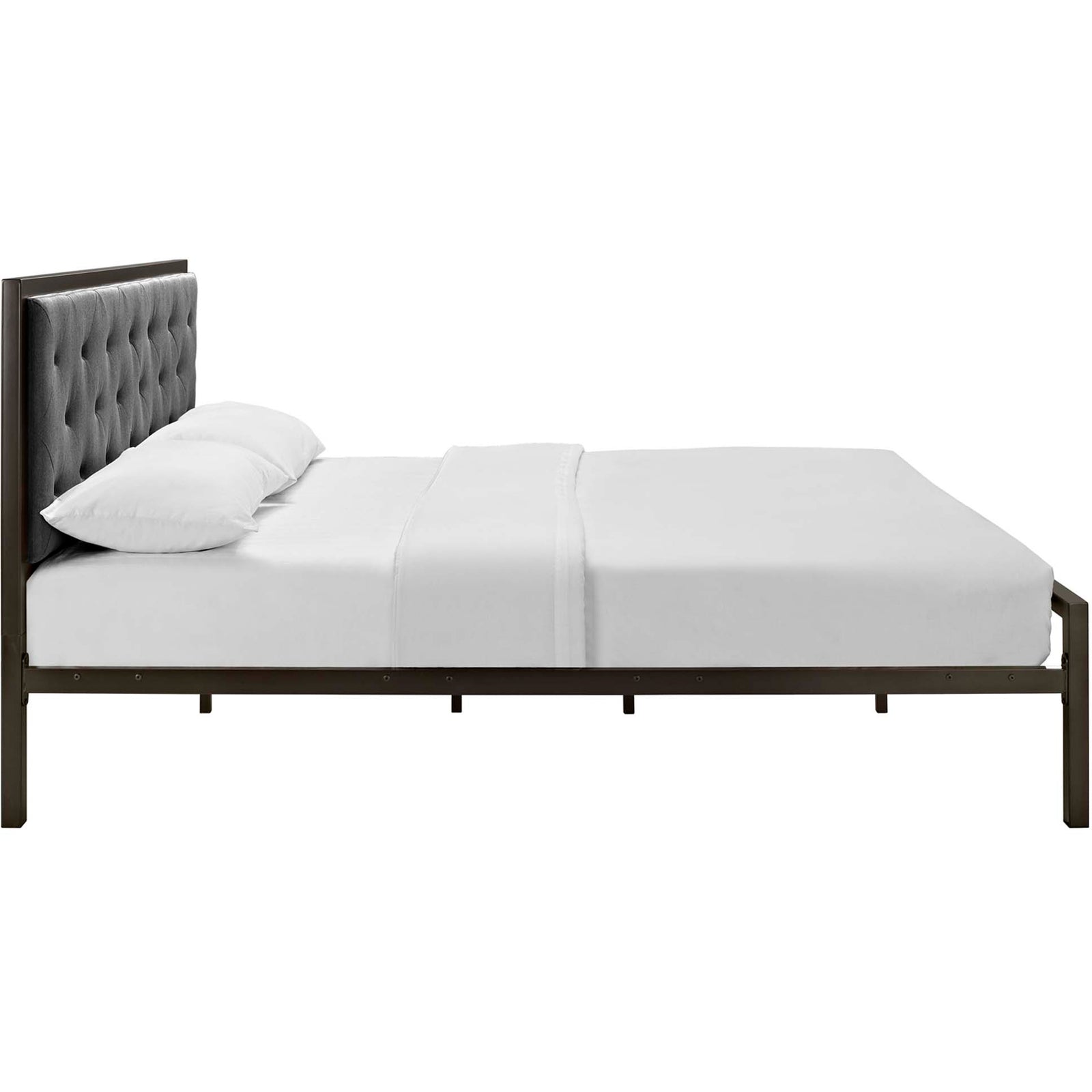 Miles Fabric Platform Bed Brown Gray