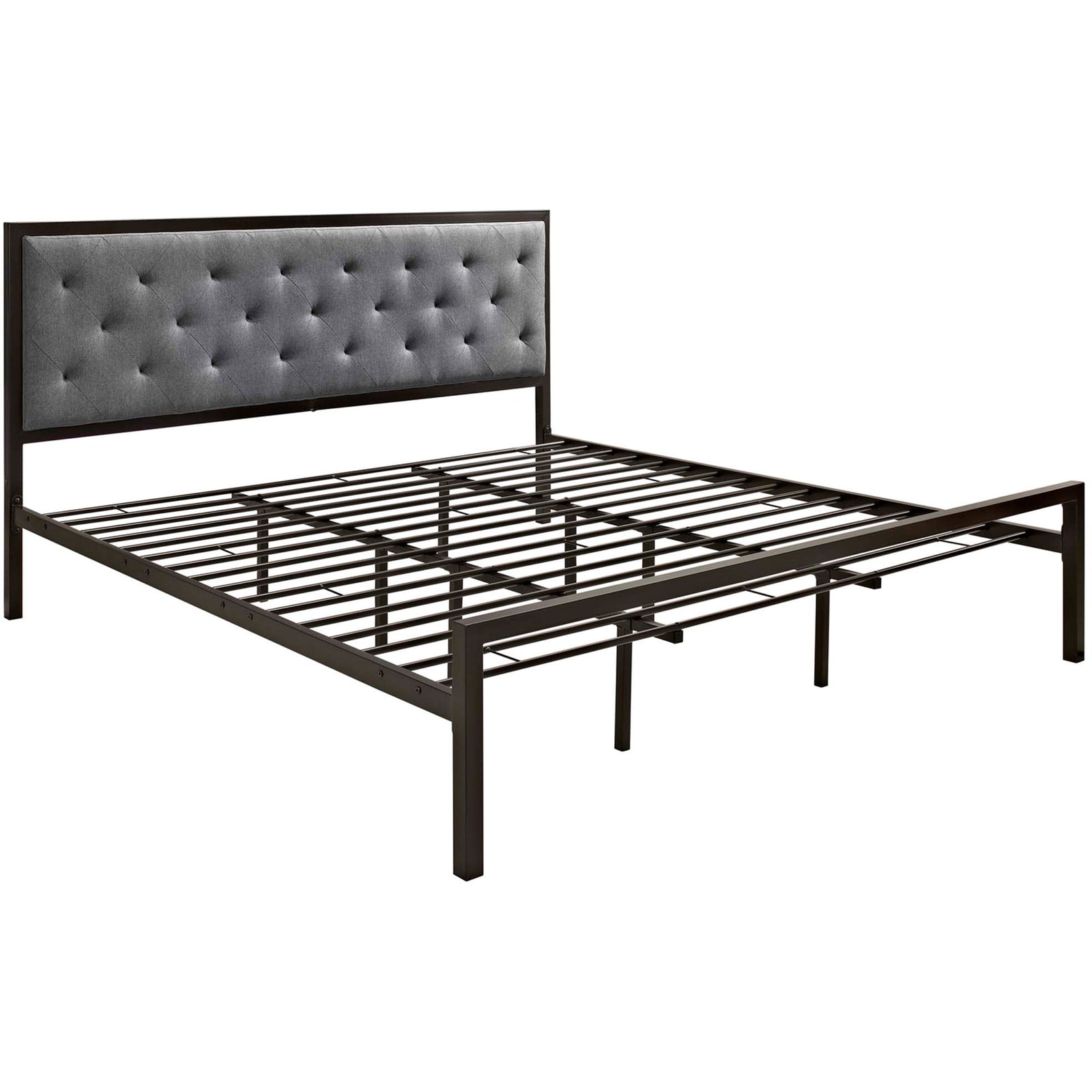 Miles Fabric Platform Bed Brown Gray