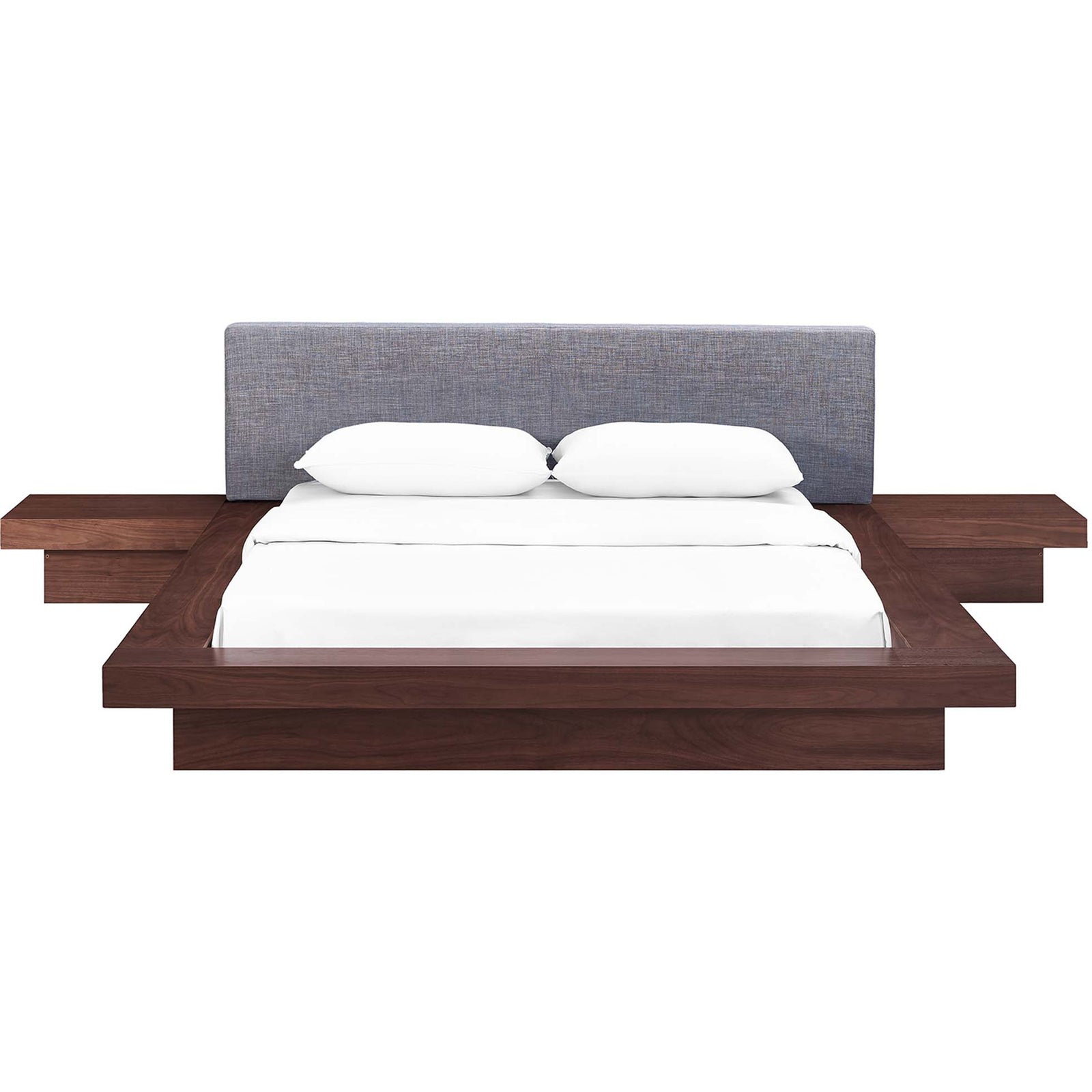 Freyja 3 Piece Fabric Bed Walnut/Gray
