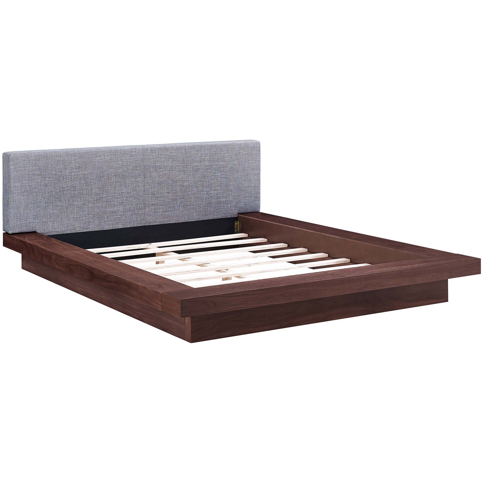Freyja Fabric Platform Bed Walnut/Gray