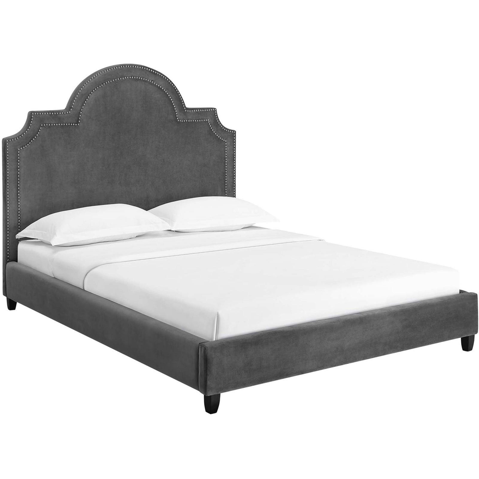 Patrick Velvet Platform Bed Gray