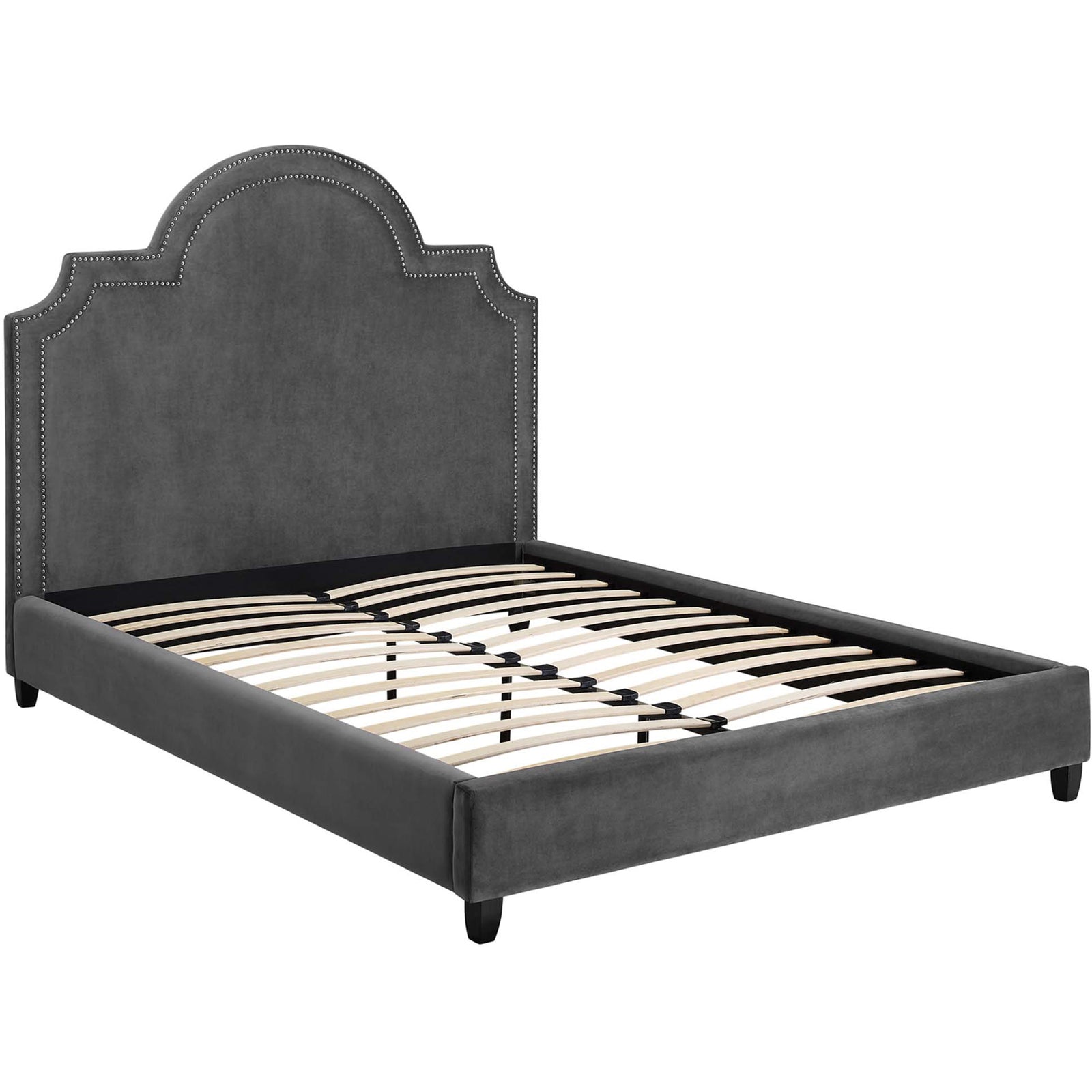 Patrick Velvet Platform Bed Gray